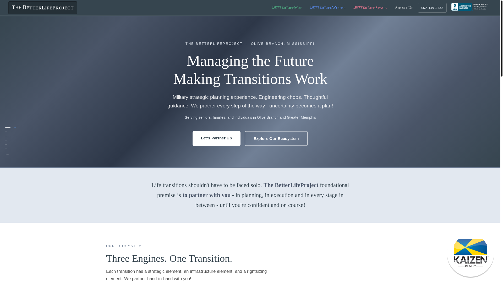 website screenshot of https://thebetterlifeproject.org