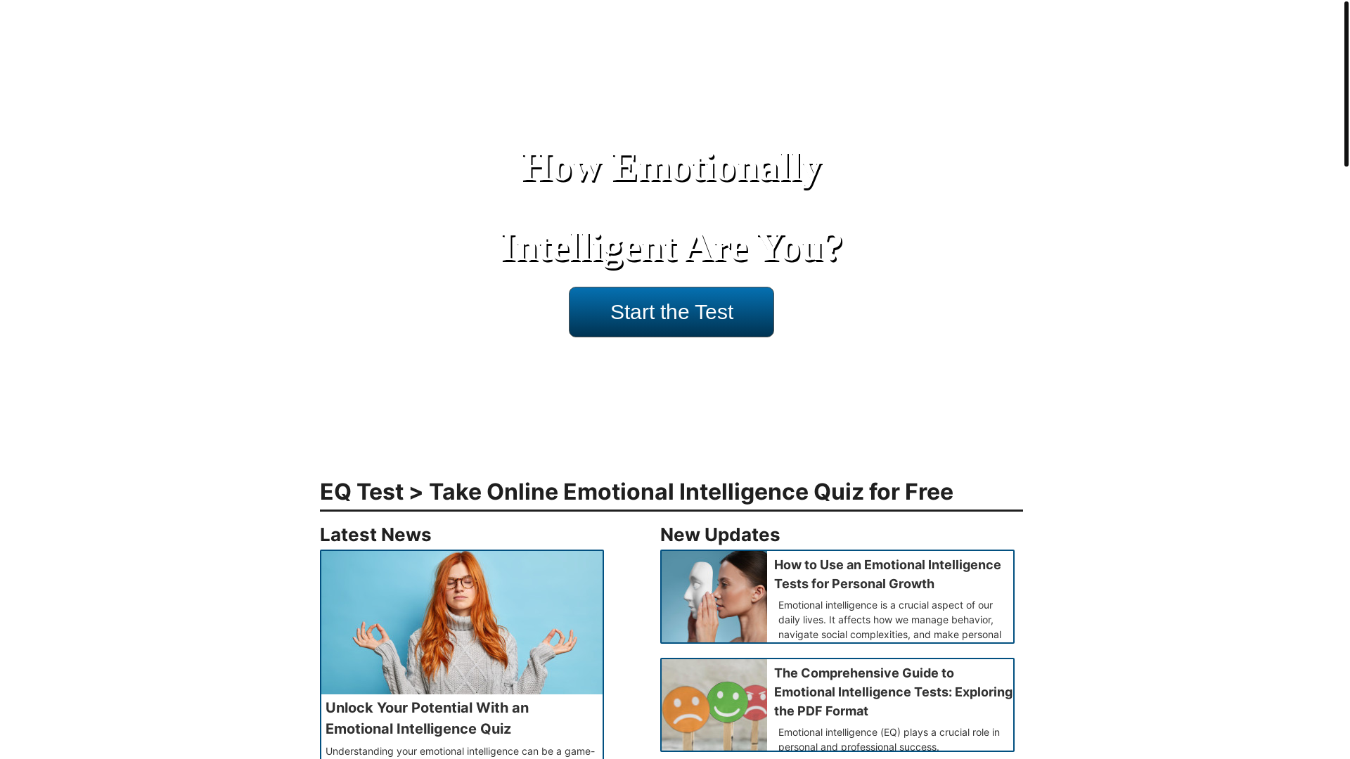 website screenshot of https://eq-test-online.com/