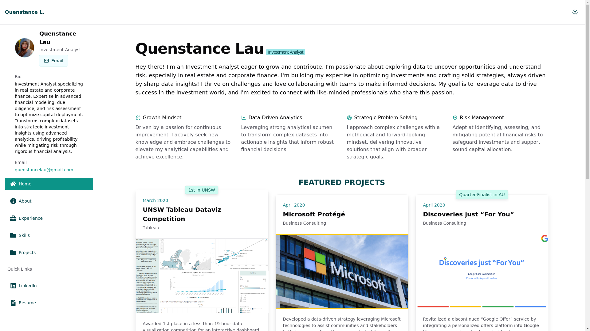 website screenshot of https://quenstance.pages.dev/