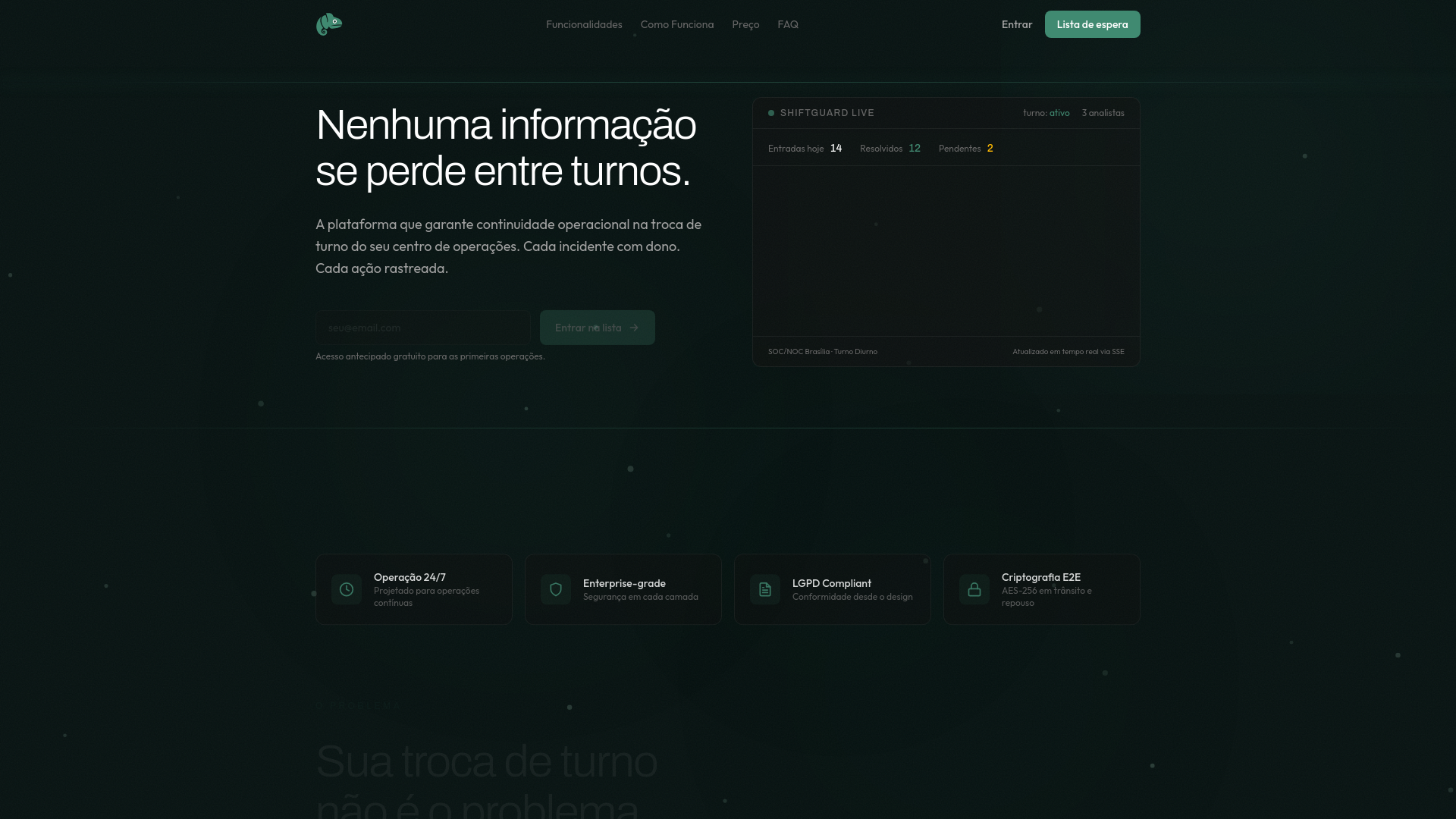 website screenshot of https://shiftguard-lp.pages.dev/