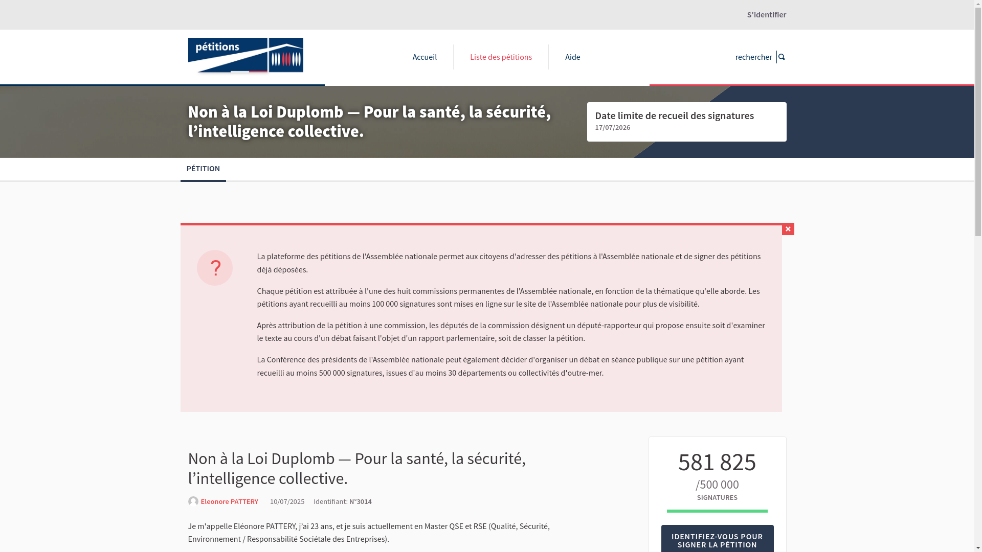 website screenshot of https://petitions.assemblee-nationale.fr/initiatives/i-3014