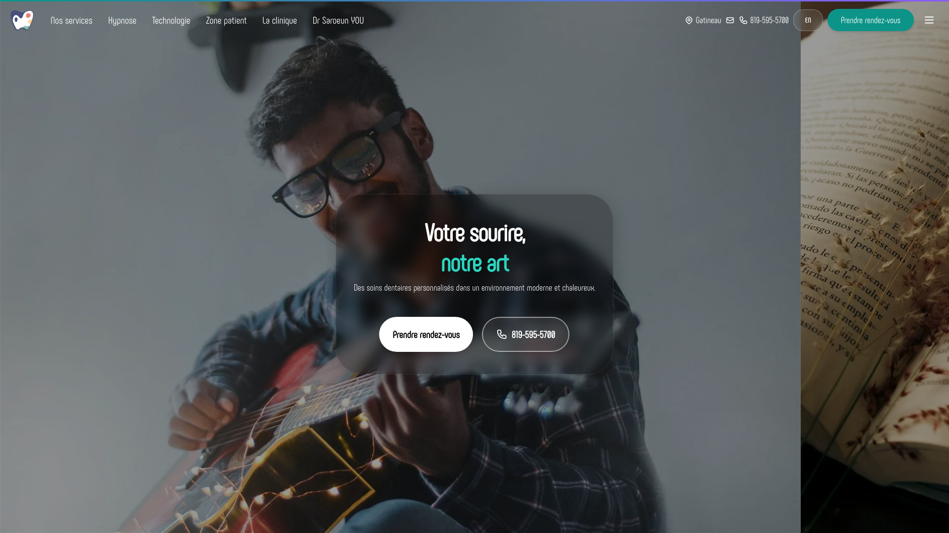 website screenshot of https://cliniquedentart.ca