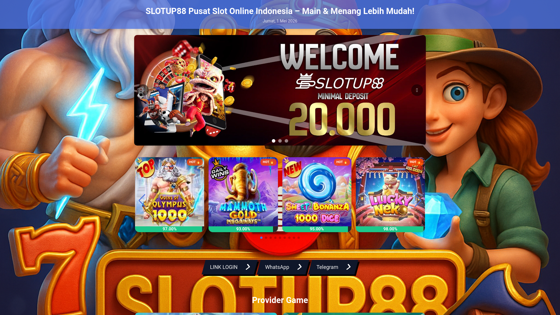 website screenshot of https://rtpcihuyslotup88.com/
