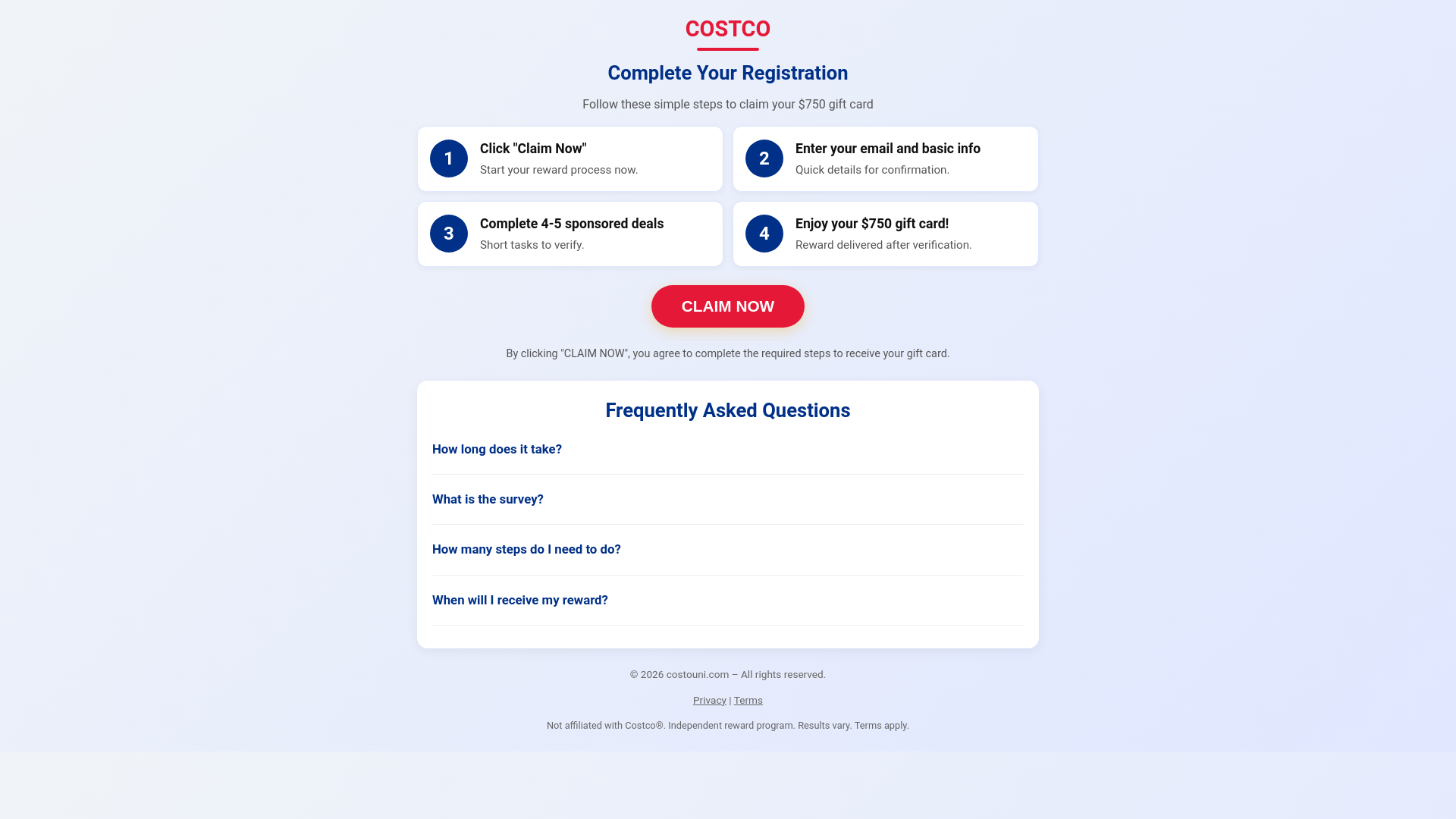 website screenshot of https://costouni.com/
