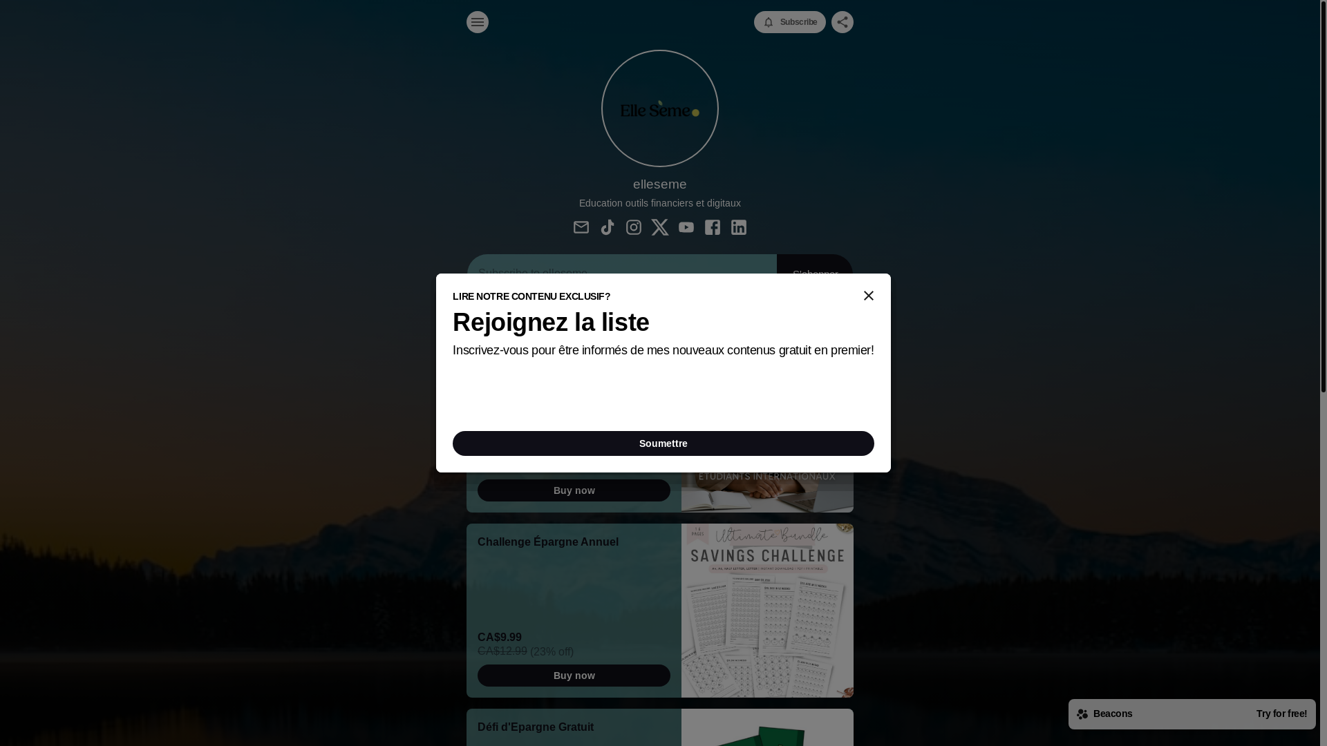 website screenshot of https://elleseme.store/