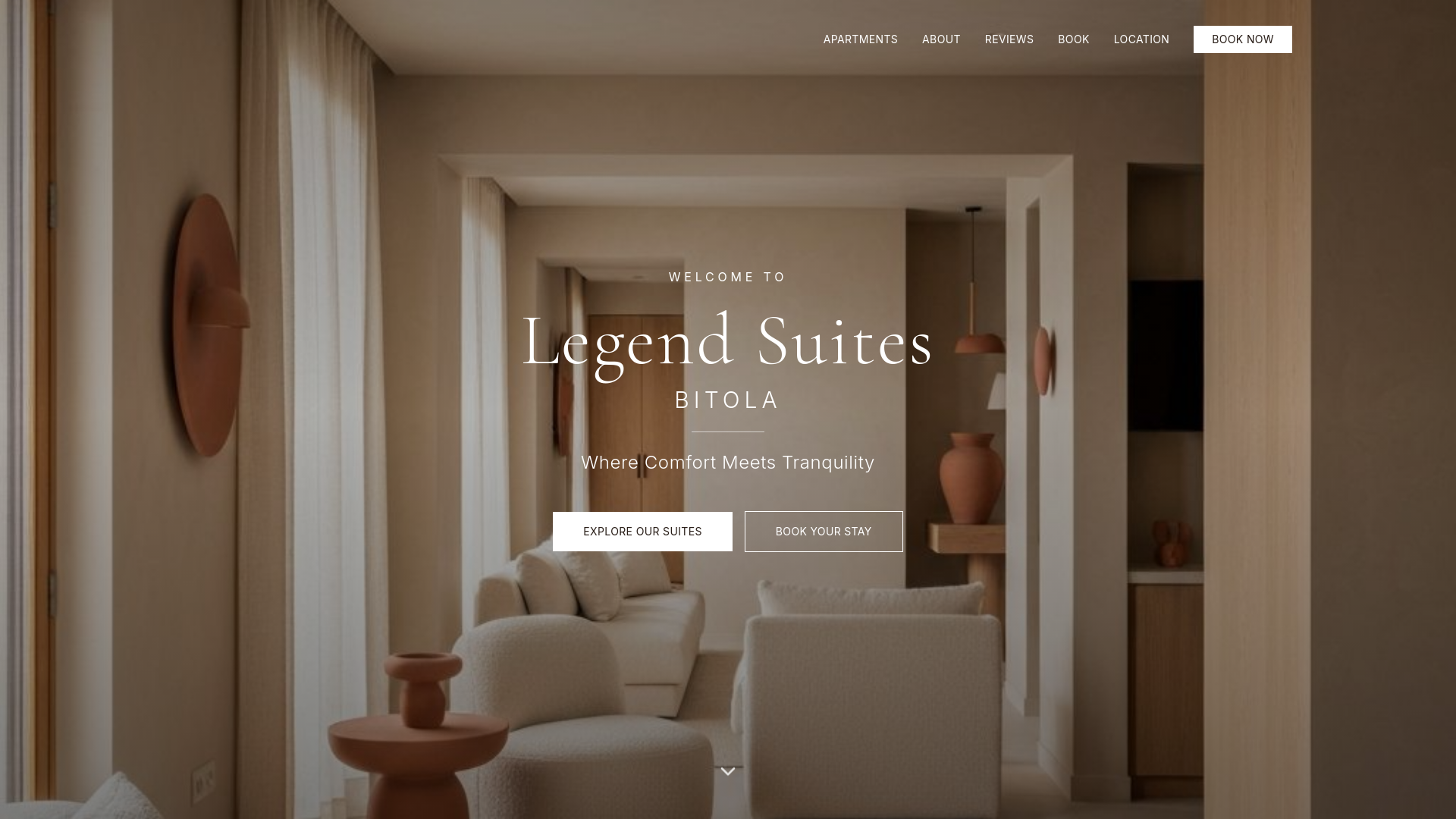 website screenshot of https://legendsuitesbitola.com/