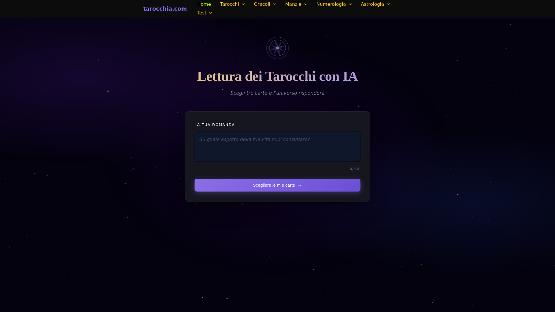 website screenshot of https://tarocchia.com/