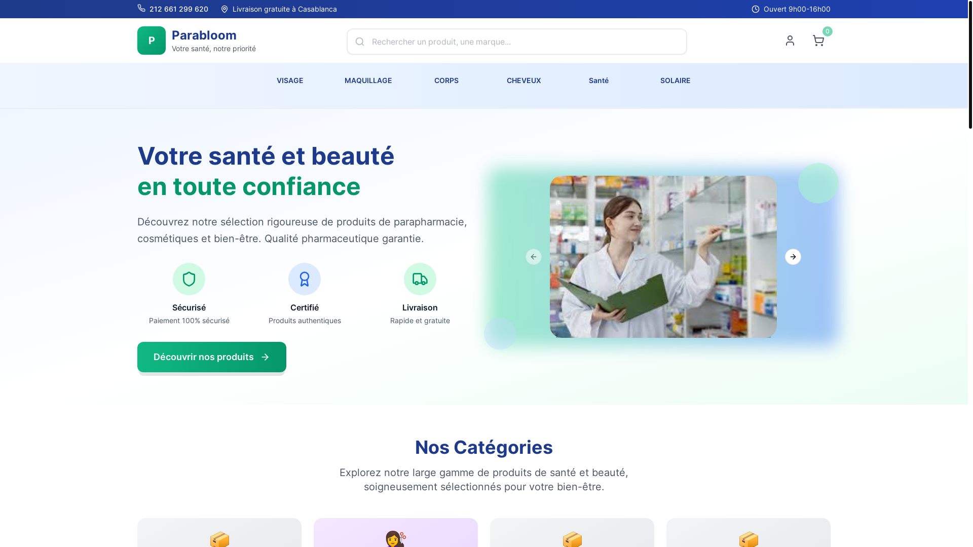 website screenshot of https://parabloom.ma/