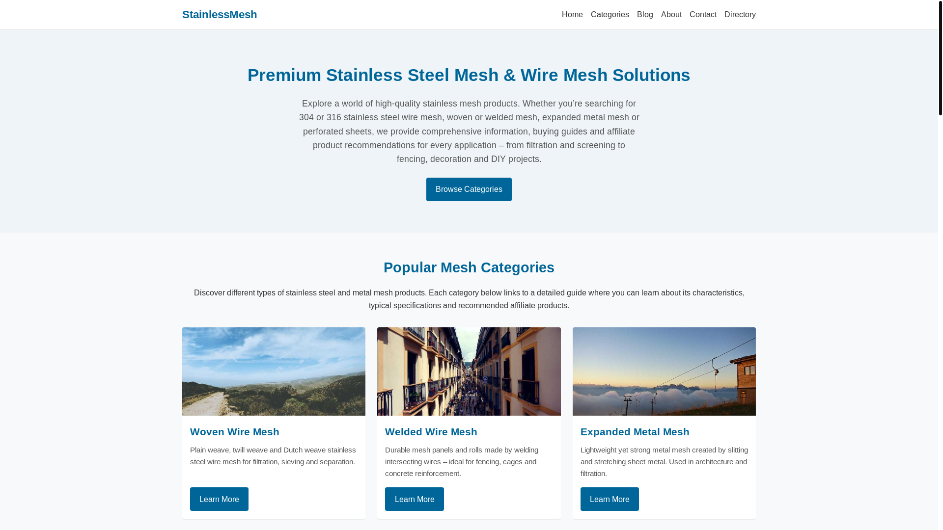 website screenshot of https://stainlessmesh.pages.dev/