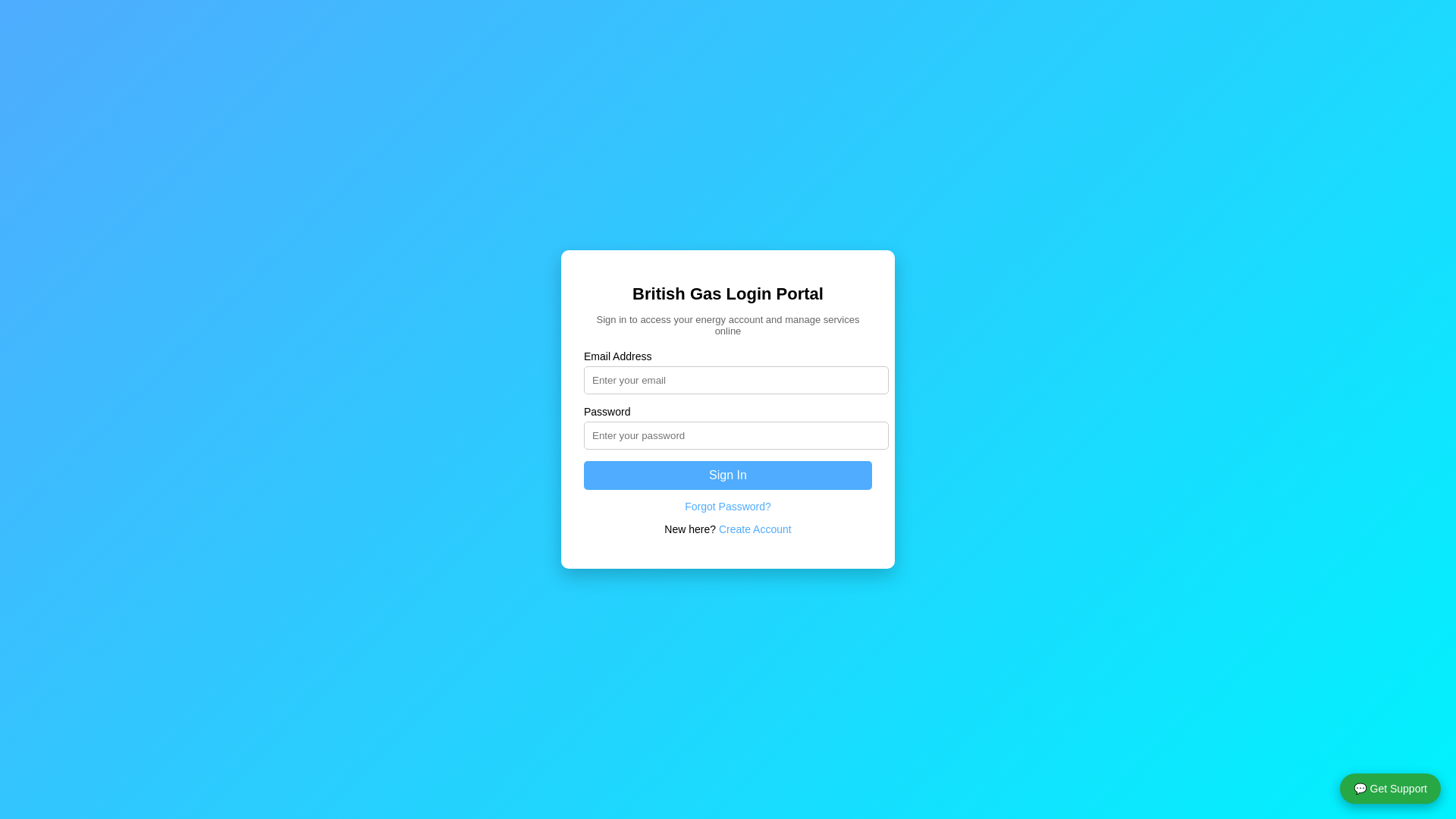 website screenshot of https://britishgasaccount.com