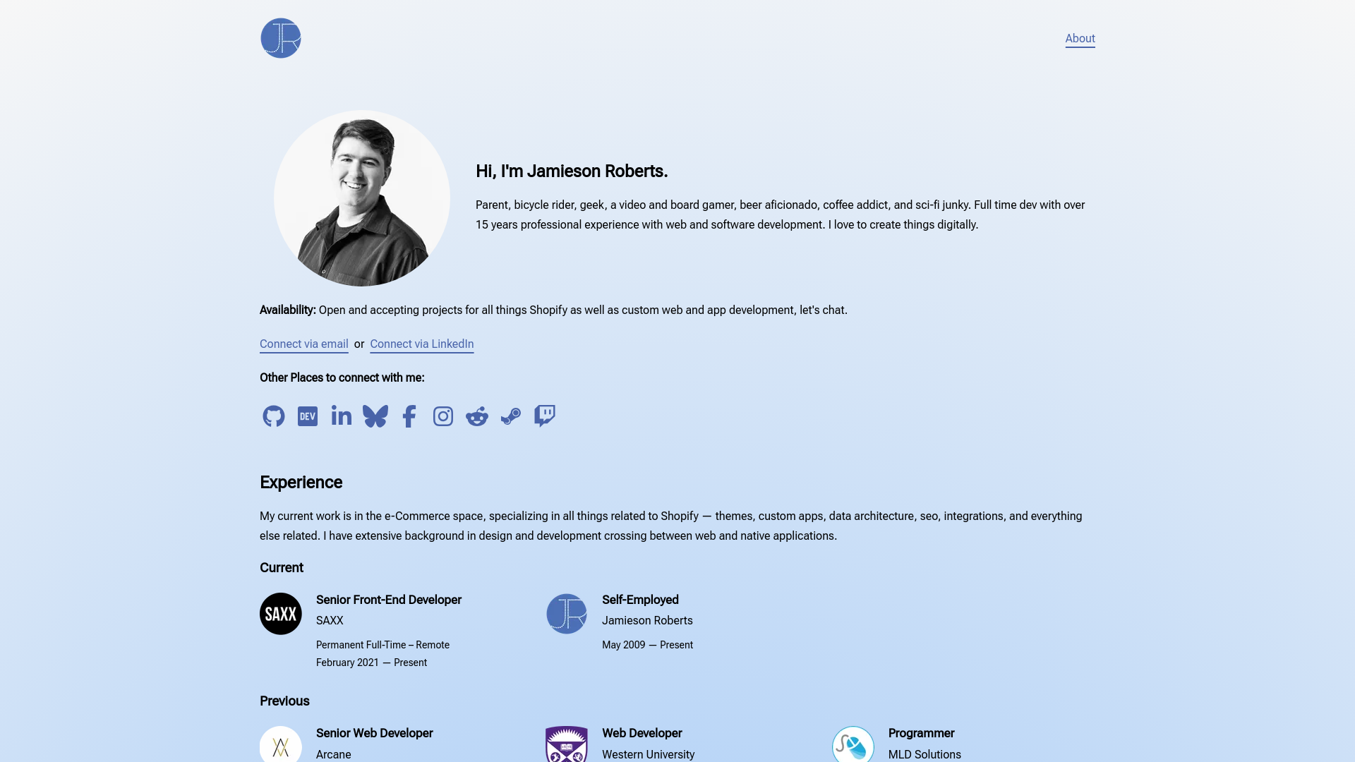 website screenshot of https://jamiesonroberts.pages.dev/