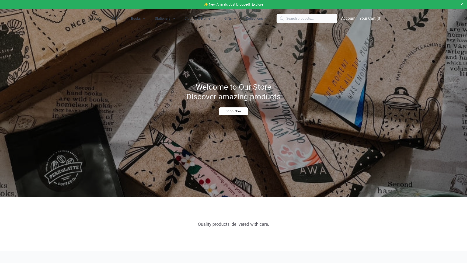 website screenshot of https://bookishlystore.shop/