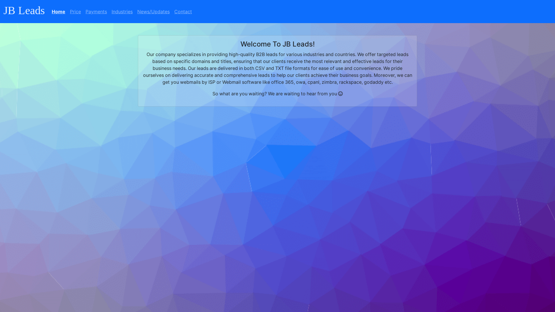 website screenshot of https://jb-leads-website.pages.dev/
