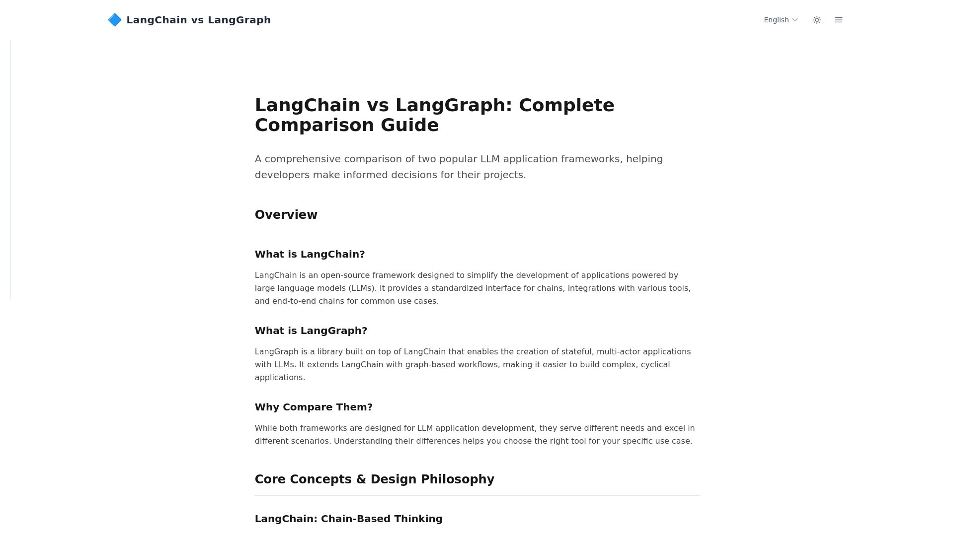 website screenshot of https://langchain-vs-langgraph.pages.dev/