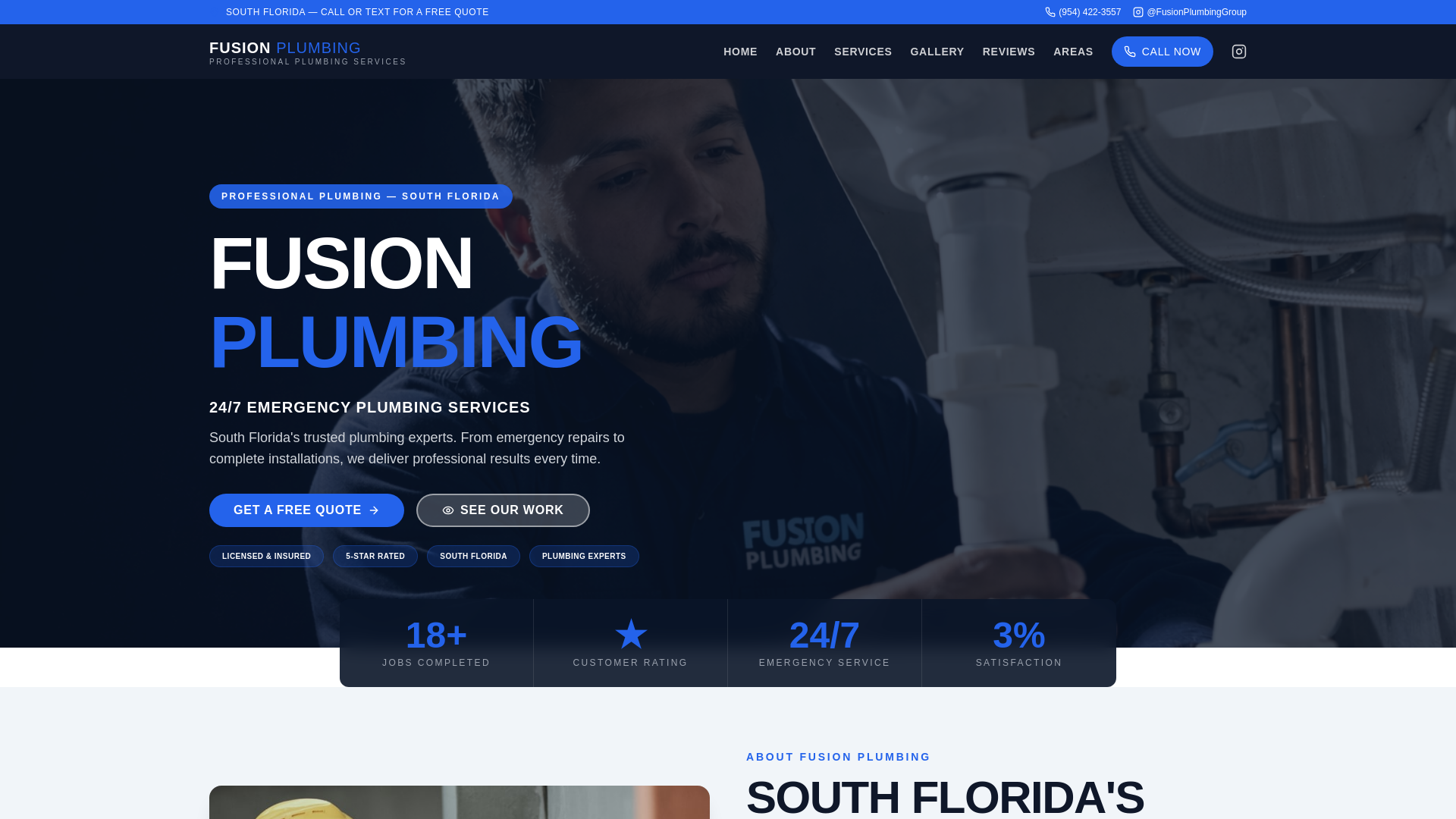 website screenshot of https://fusionplumbingfl.com/