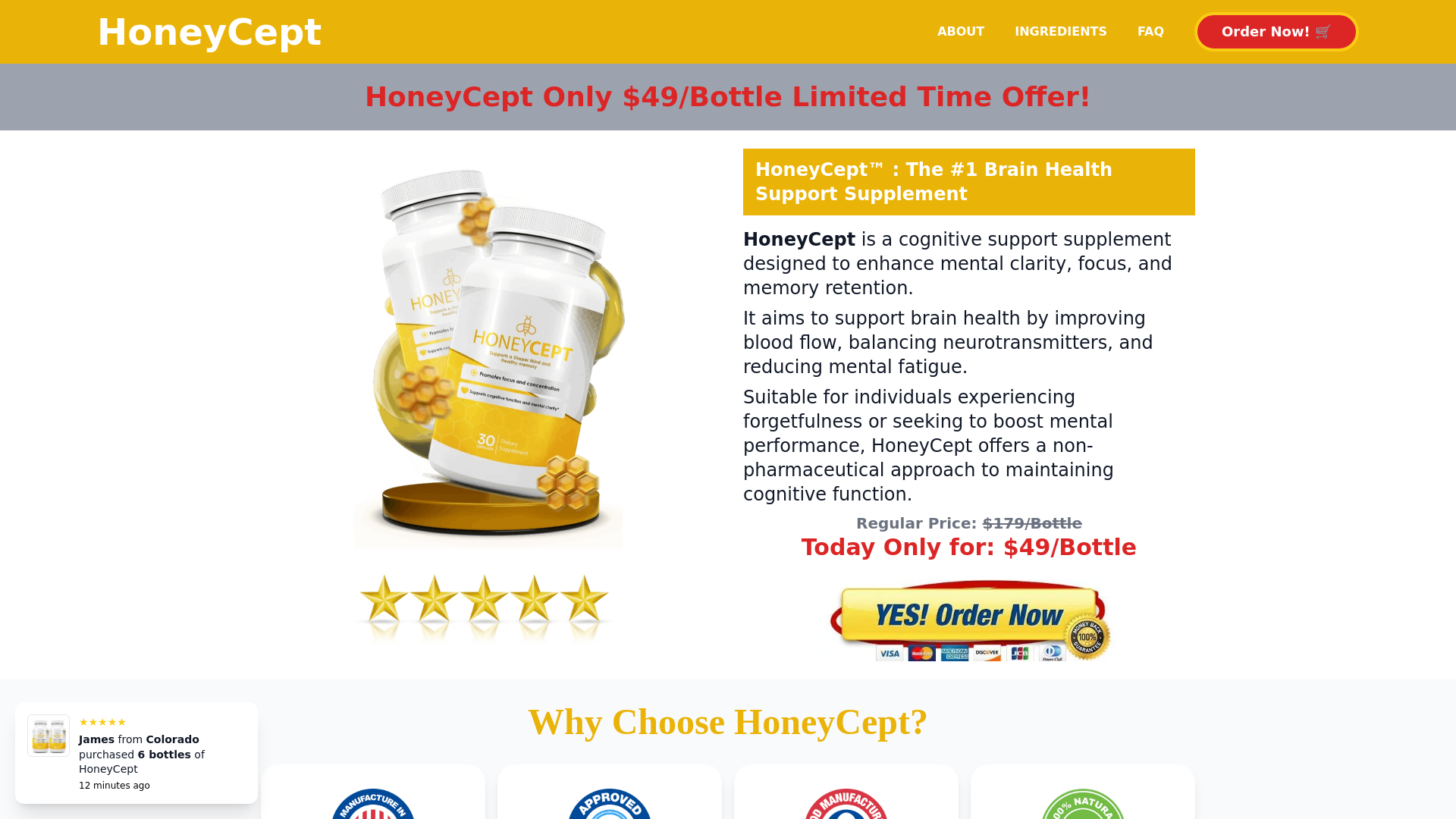 website screenshot of https://honeycept-us.us/