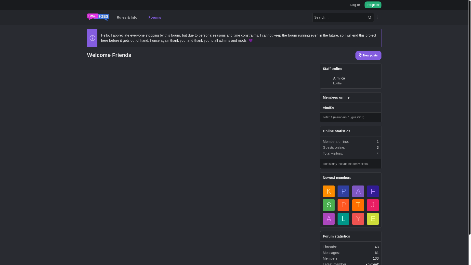 website screenshot of https://smalkies.moe/