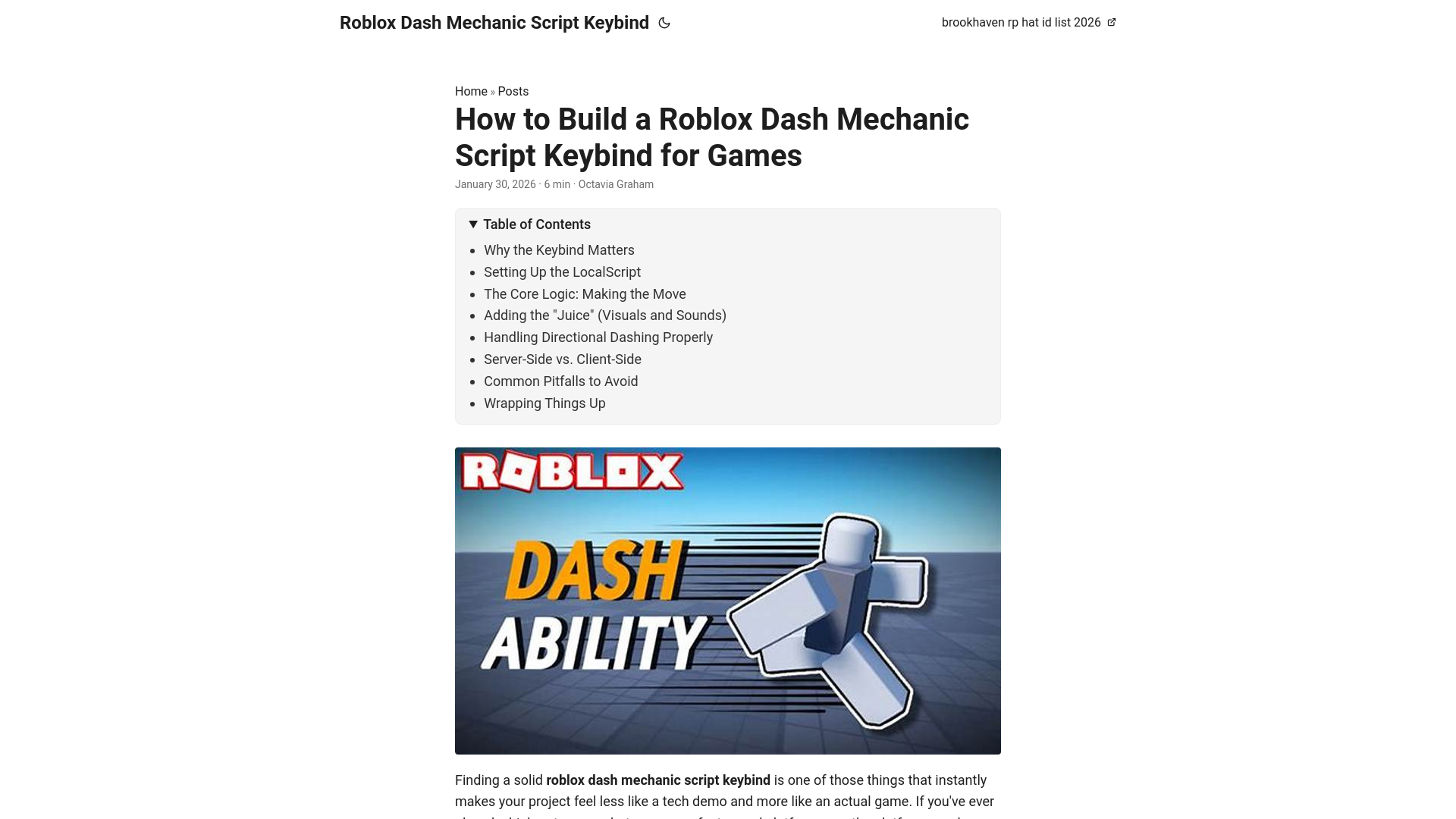 website screenshot of https://robloxdashmechanicscriptkeybind.pages.dev/