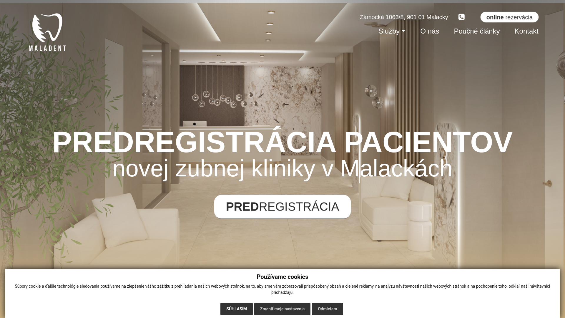 website screenshot of https://maladent.sk