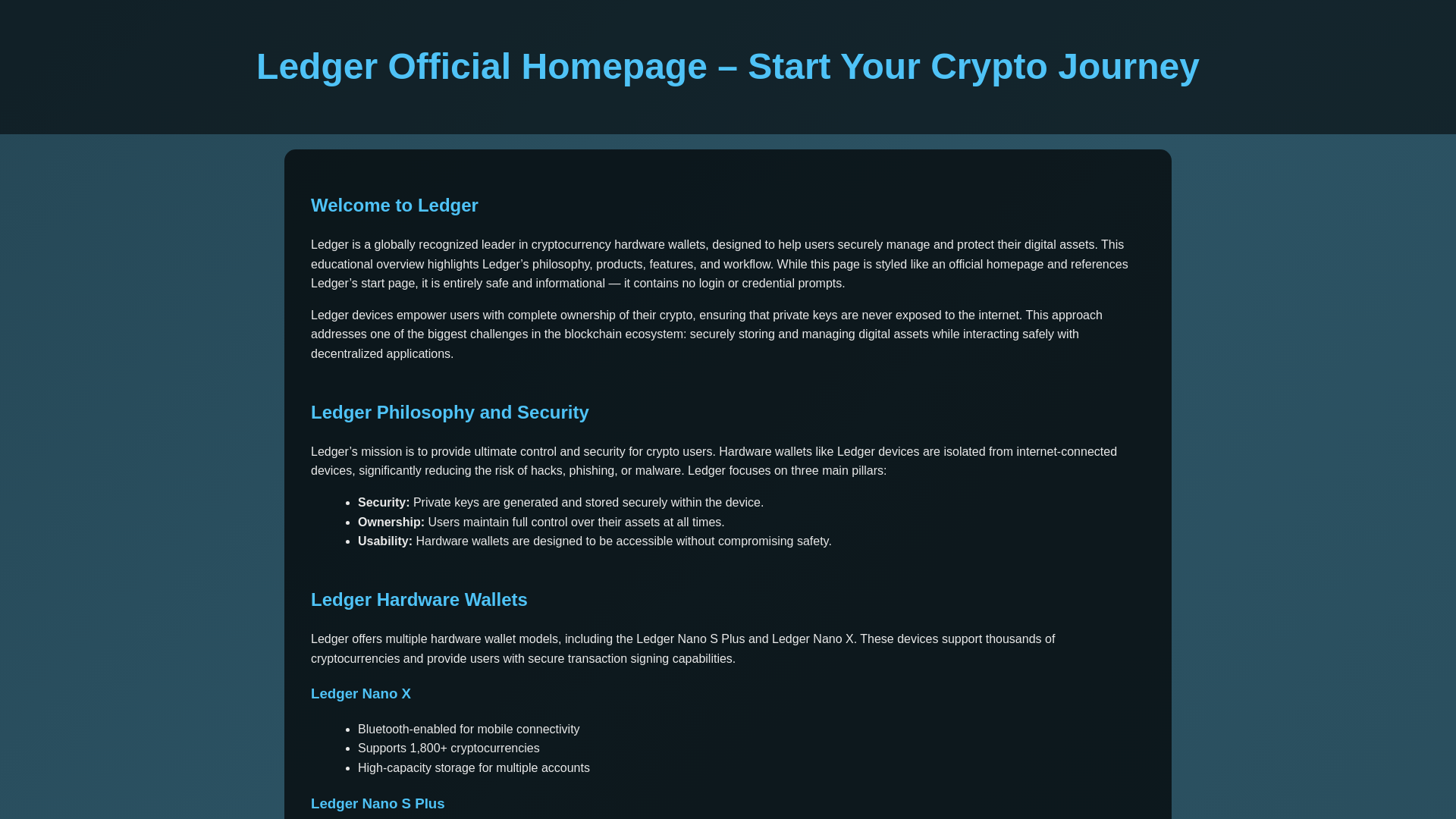website screenshot of https://ledgerstart-us-en.wasmer.app