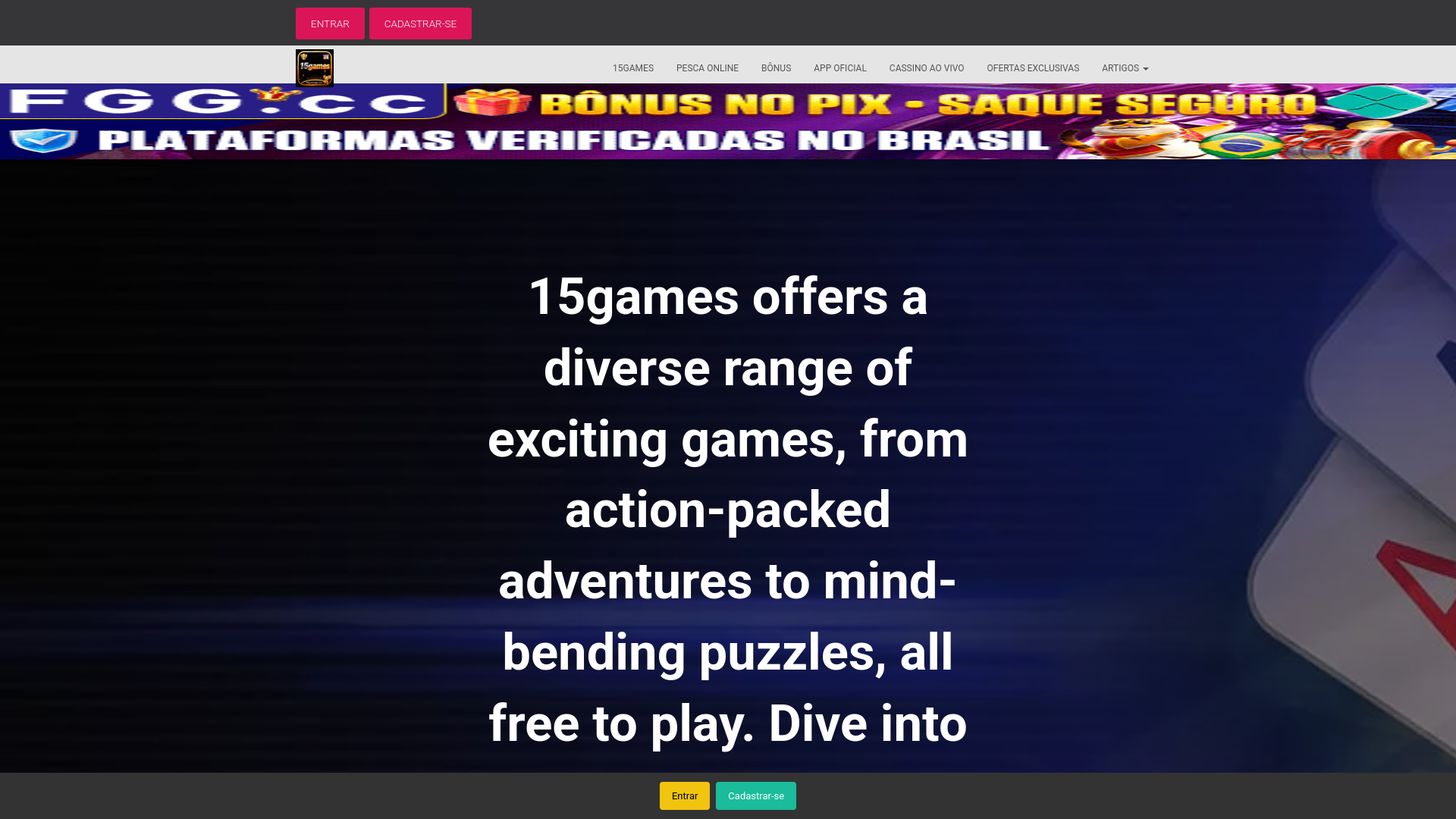 website screenshot of https://15gamesapp.com/