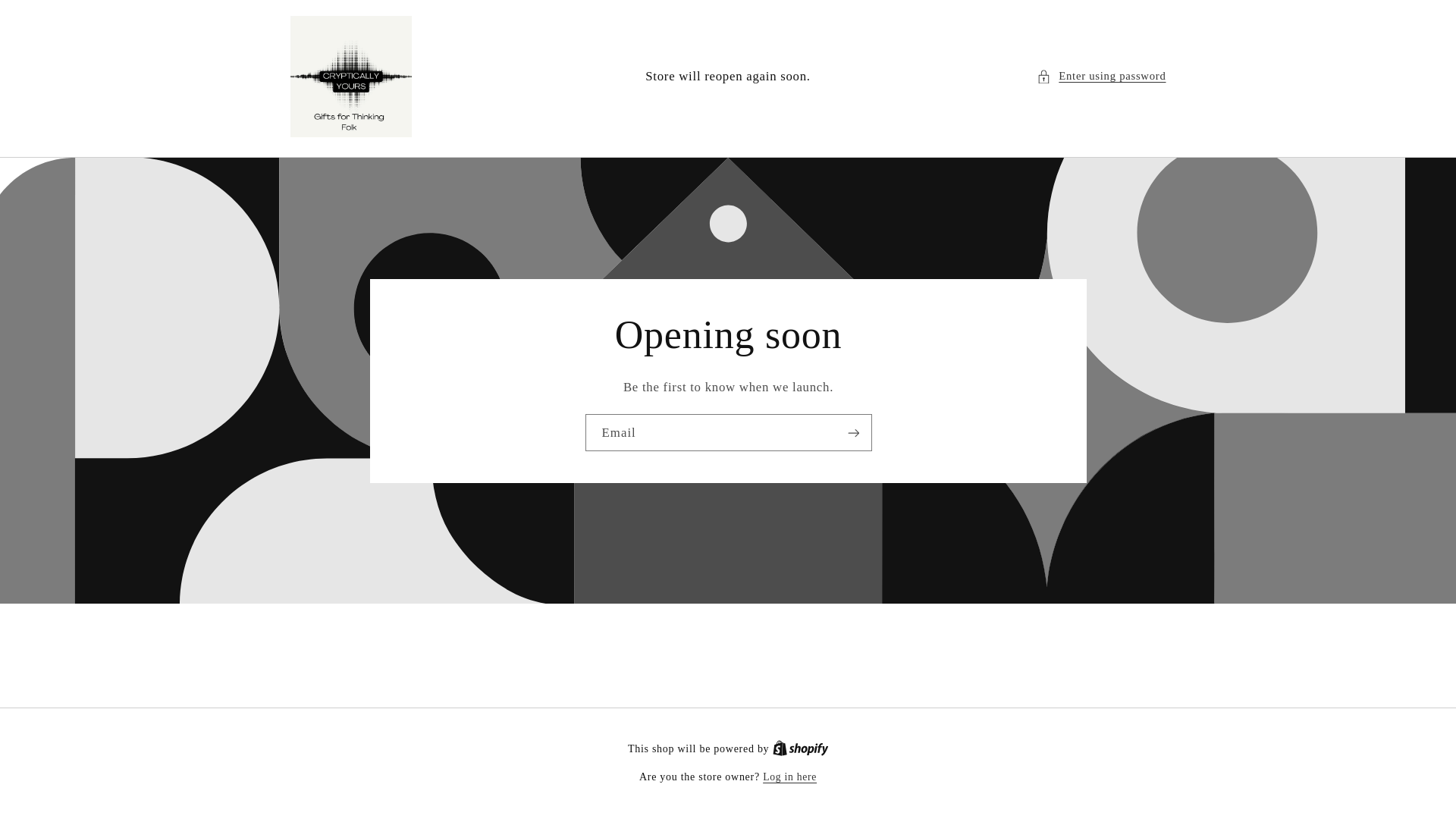 website screenshot of https://crypticallyyours.store/