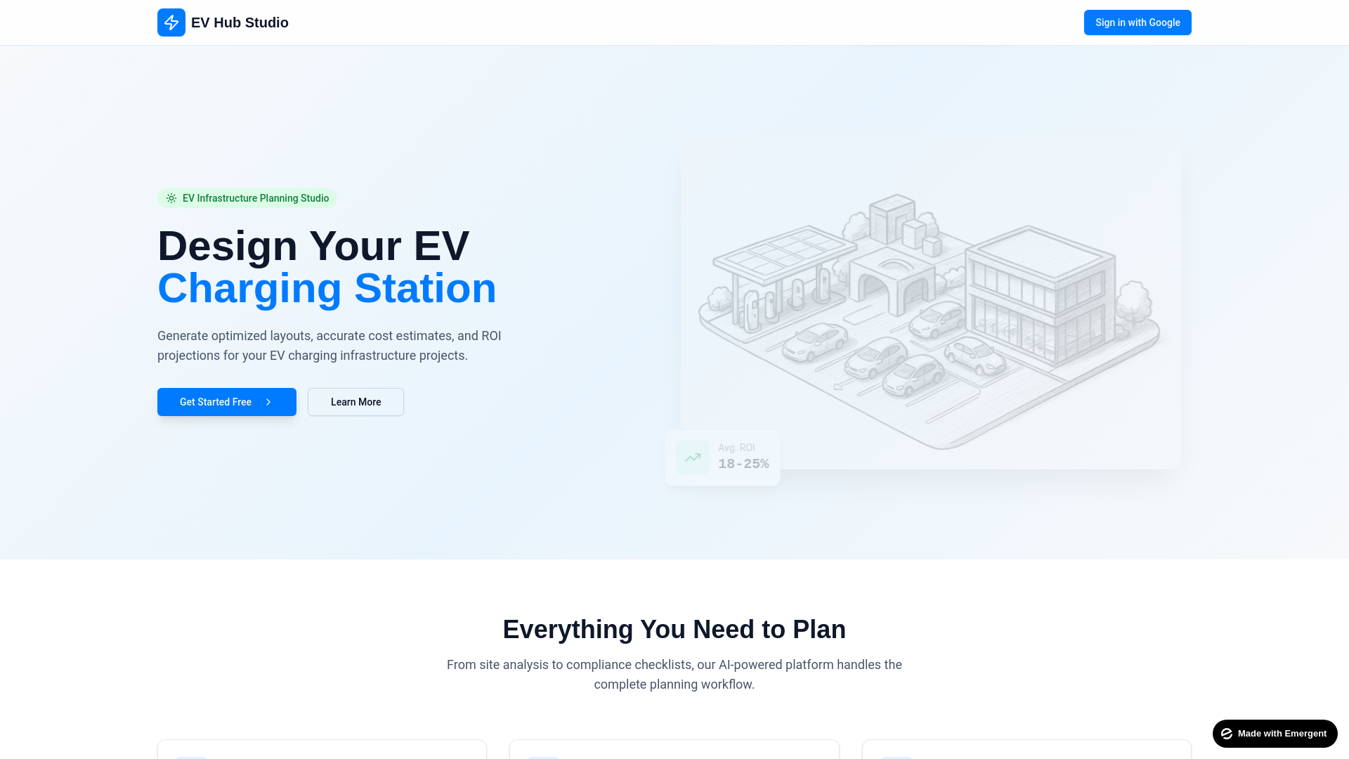 website screenshot of https://evhubstudio.com/