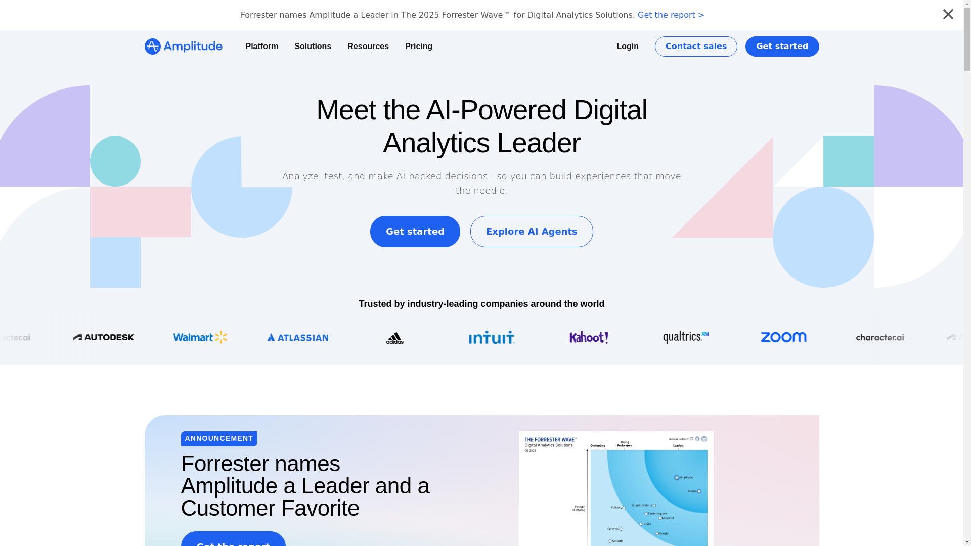 website screenshot of https://amplitude.com