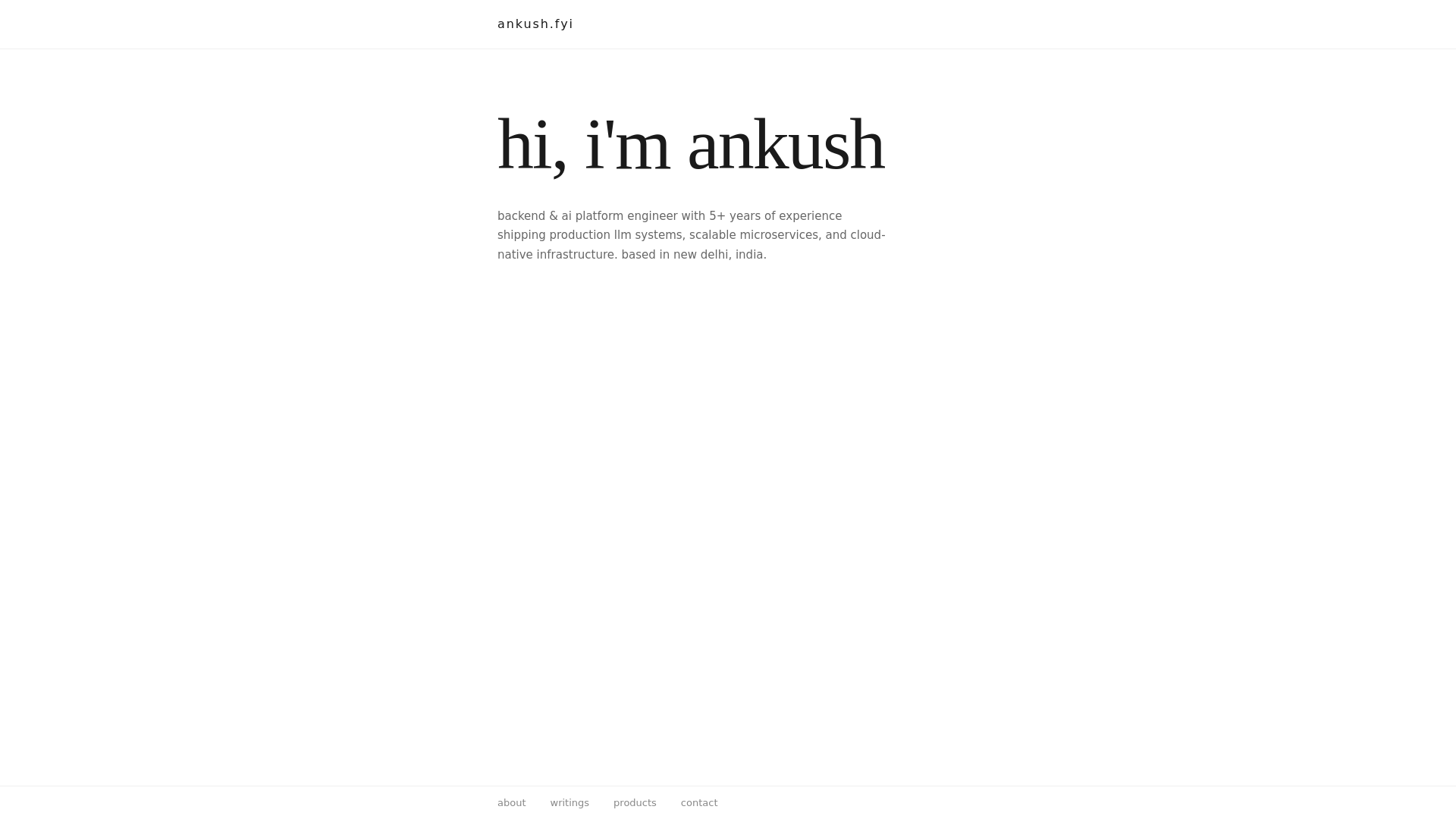 website screenshot of https://ankush.fyi/