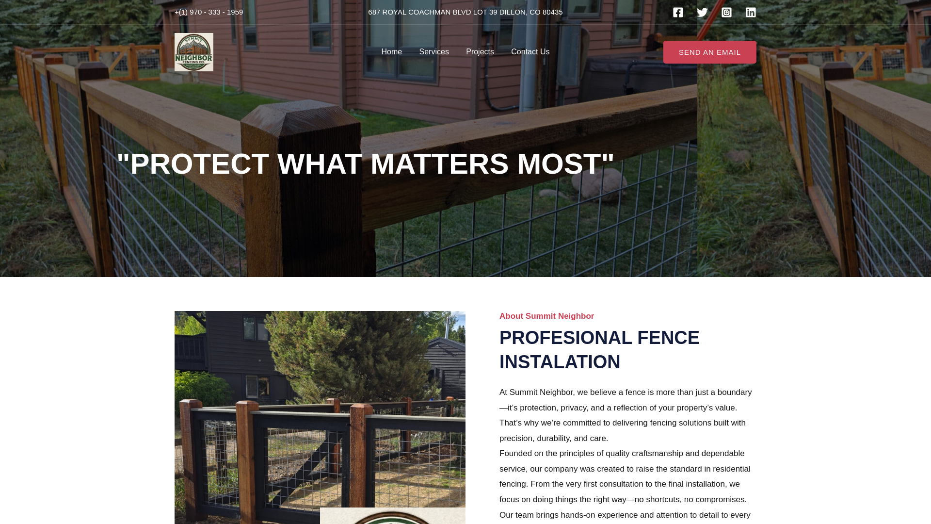 website screenshot of https://summitneighborfencing.com/