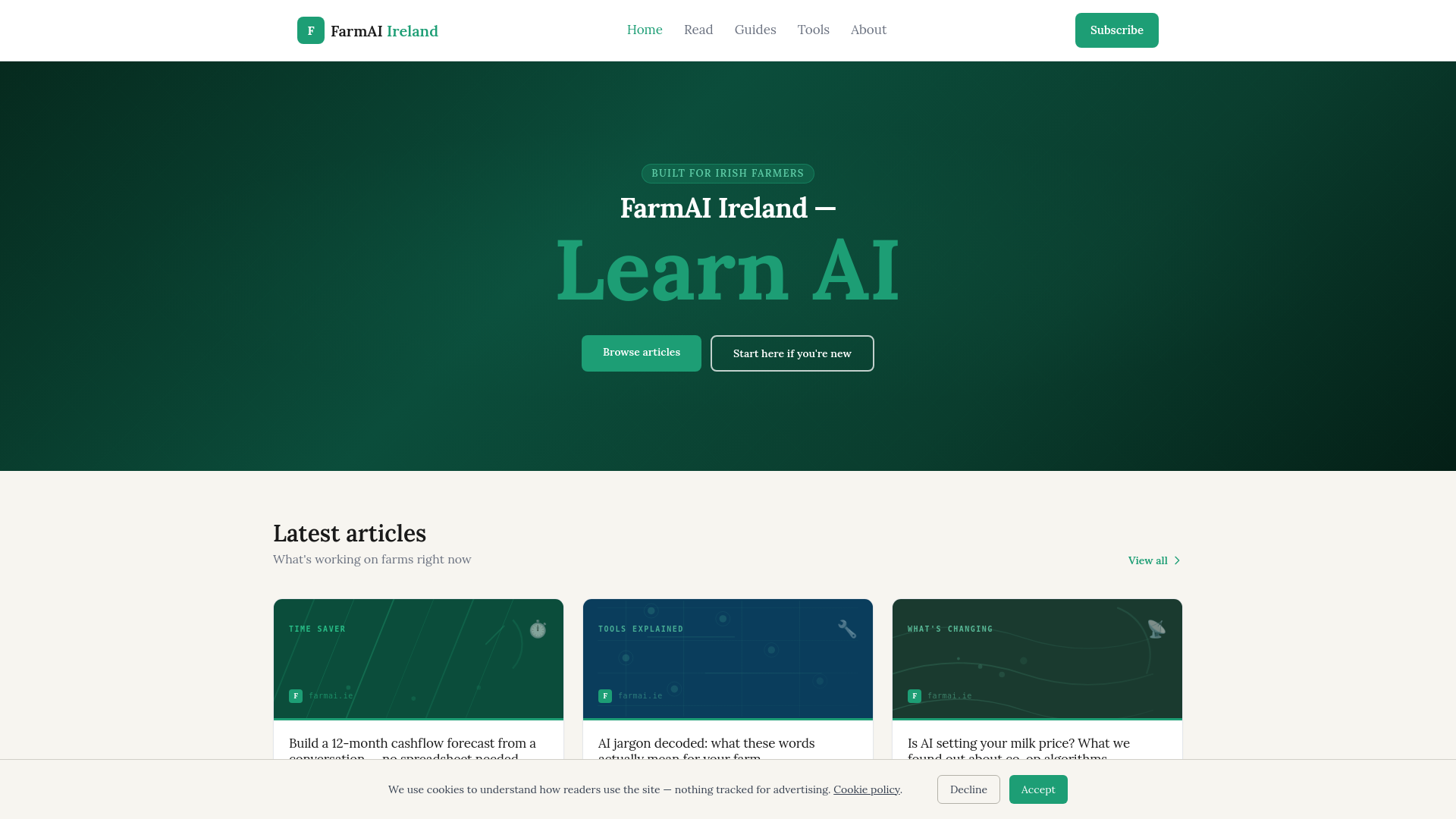 website screenshot of https://farmai.ie/