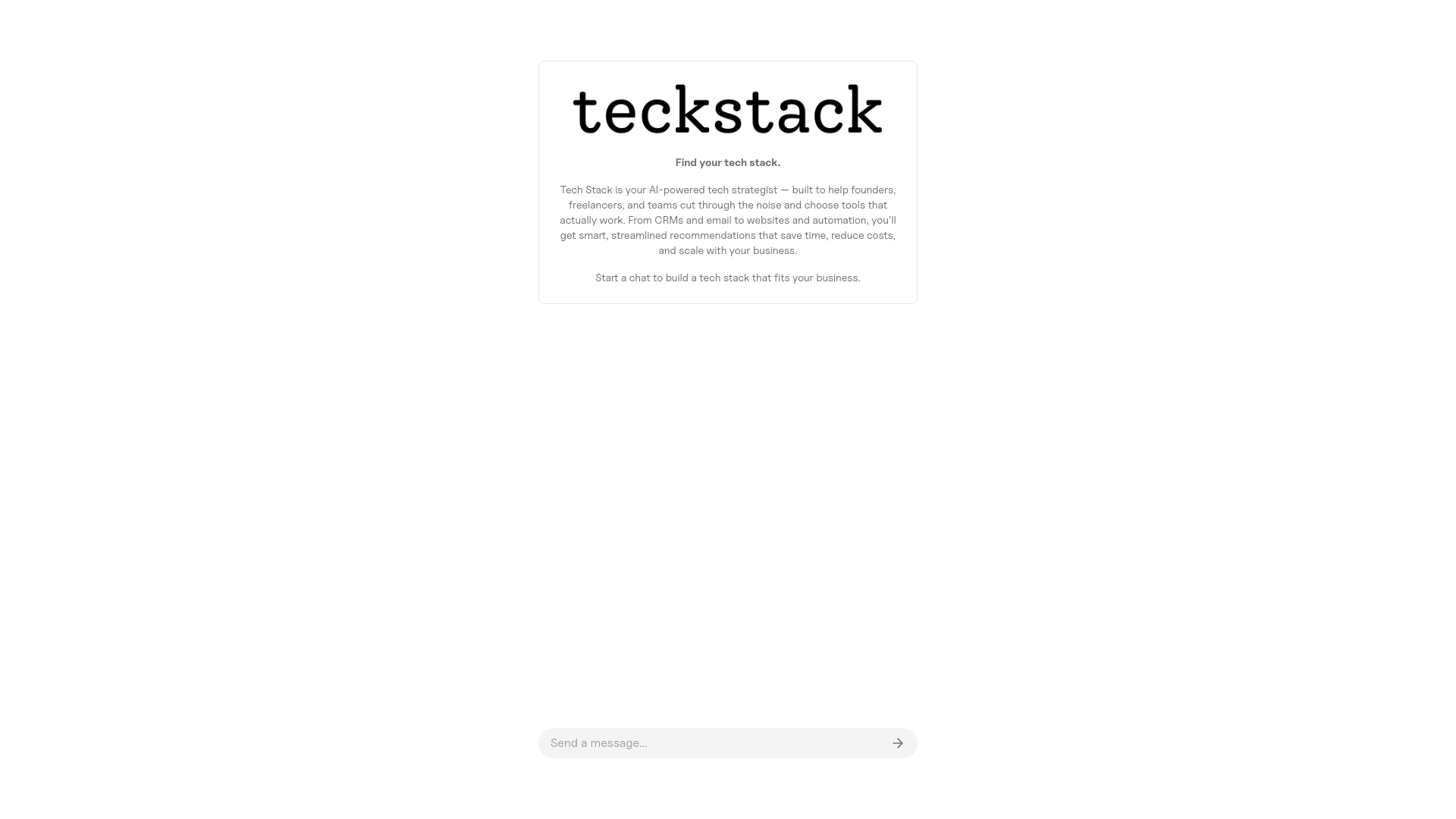 website screenshot of https://teckstack.me/