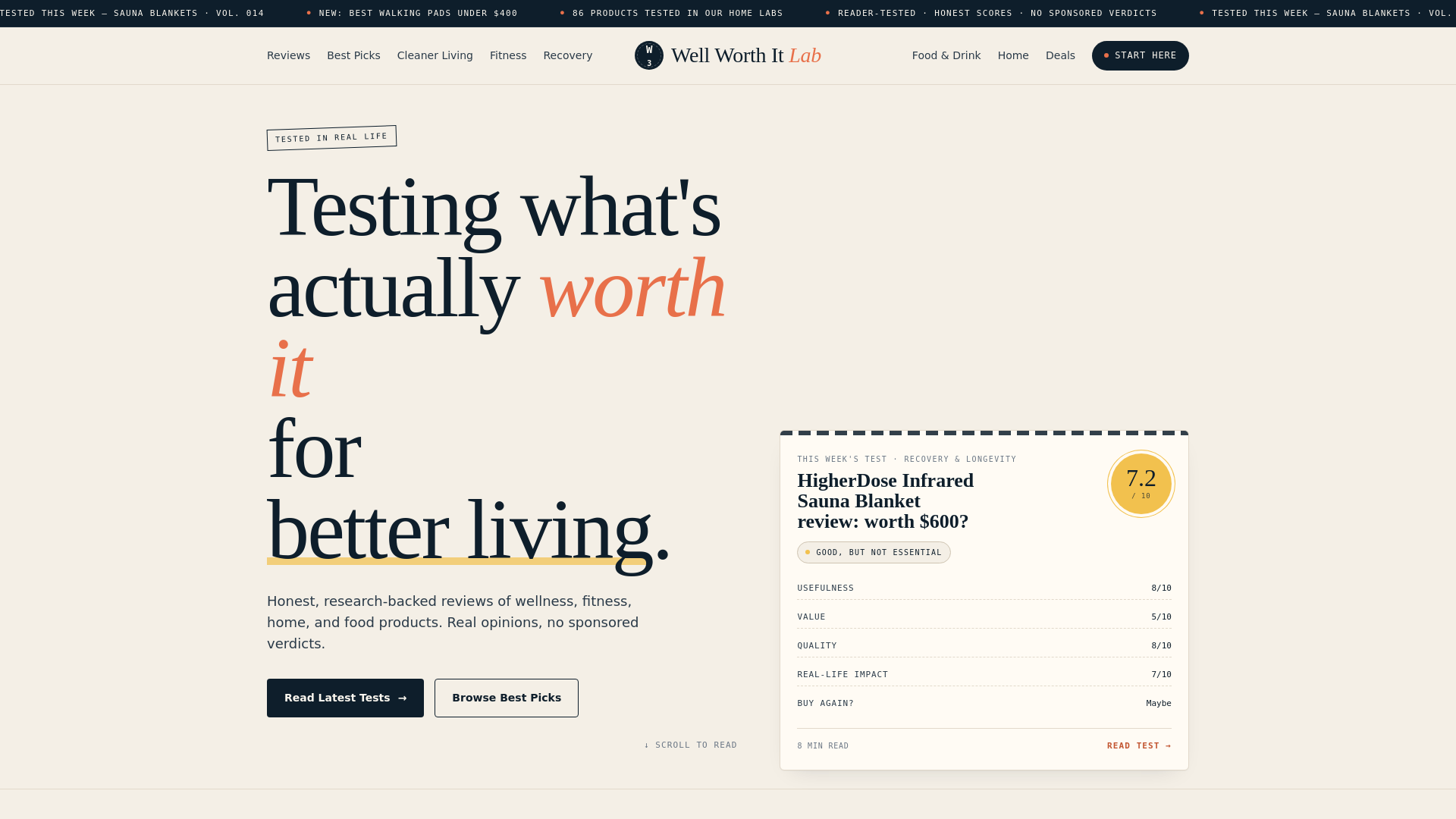 website screenshot of https://wellworthitlab.com/