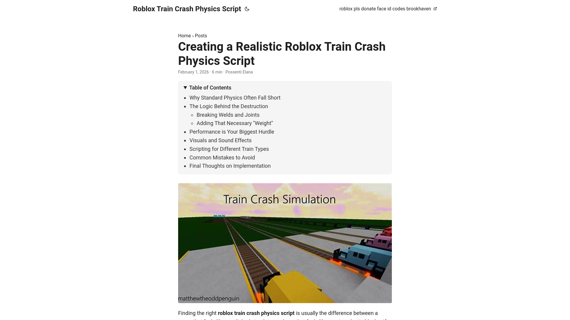 website screenshot of https://roblox-train-crash-physics-script.pages.dev/