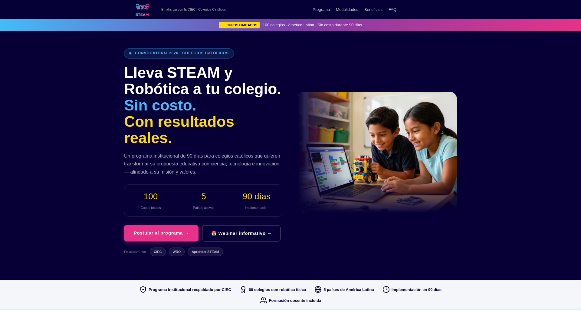 website screenshot of https://aprendersteam-ciec.com