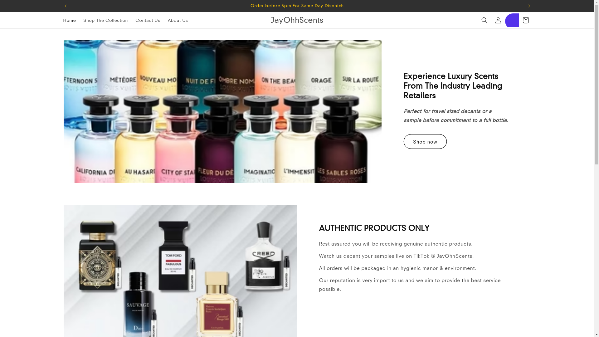website screenshot of https://jayohhscents.co.uk/