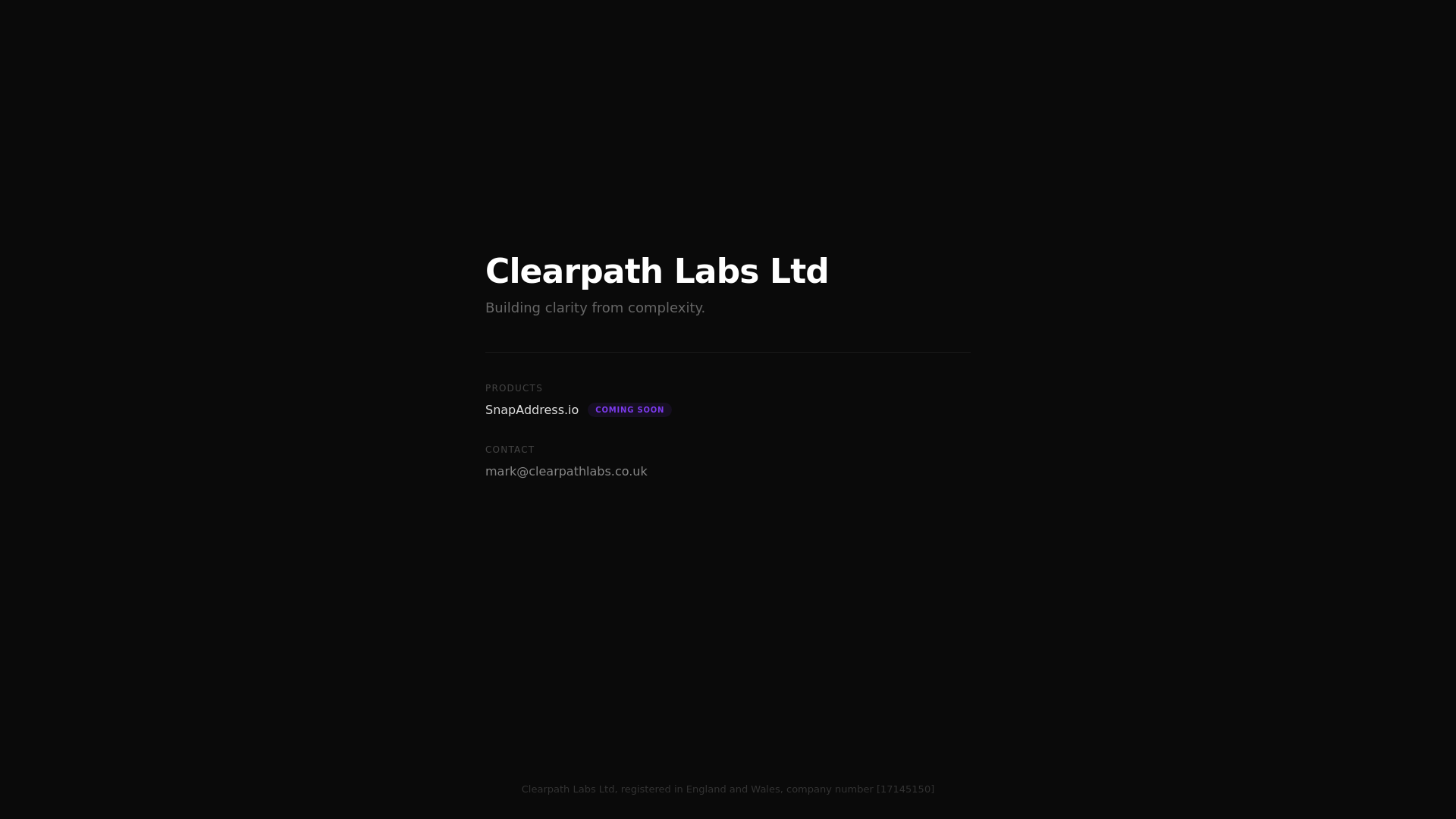 website screenshot of https://clearpathlabs.co.uk/