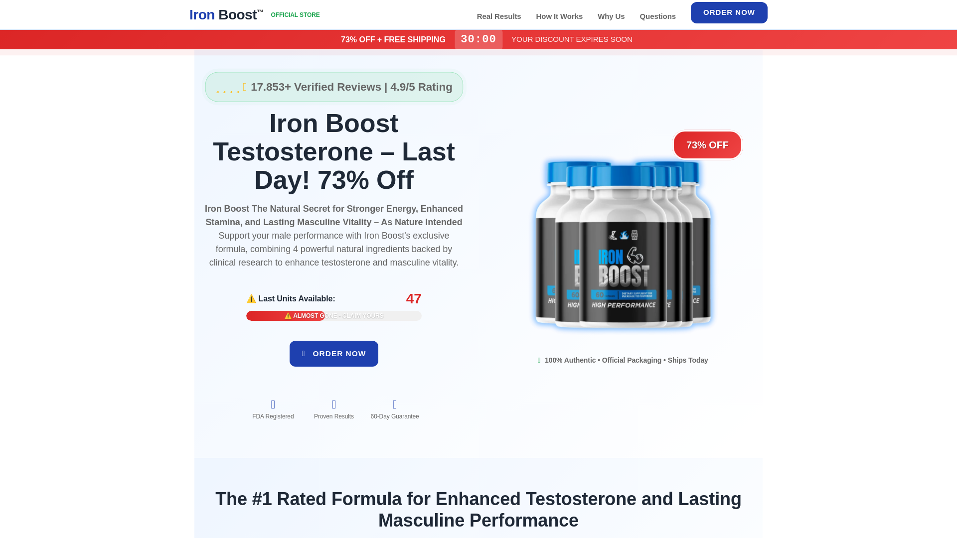 website screenshot of https://getironboost.website/