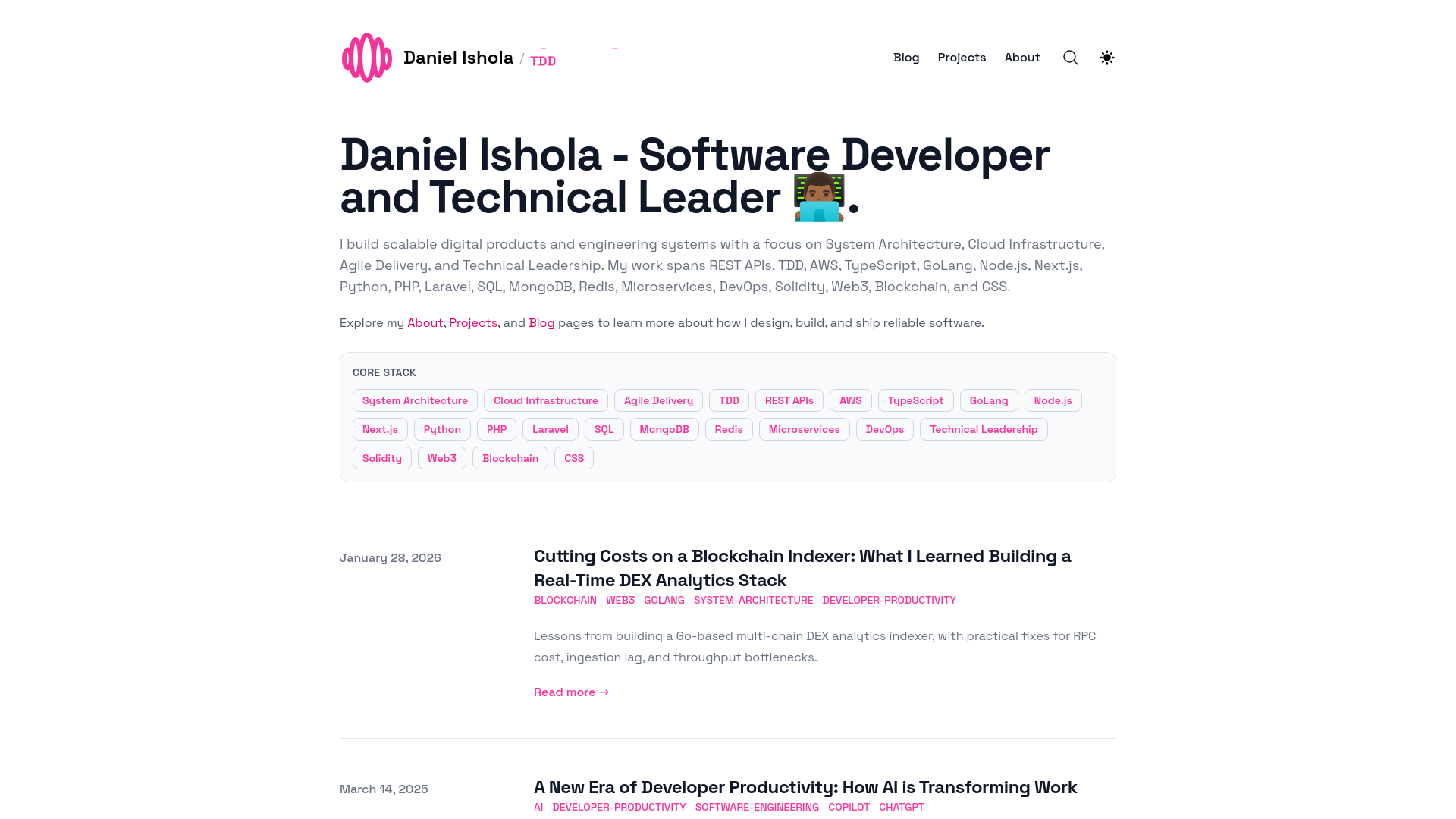 website screenshot of https://danielishola.com/