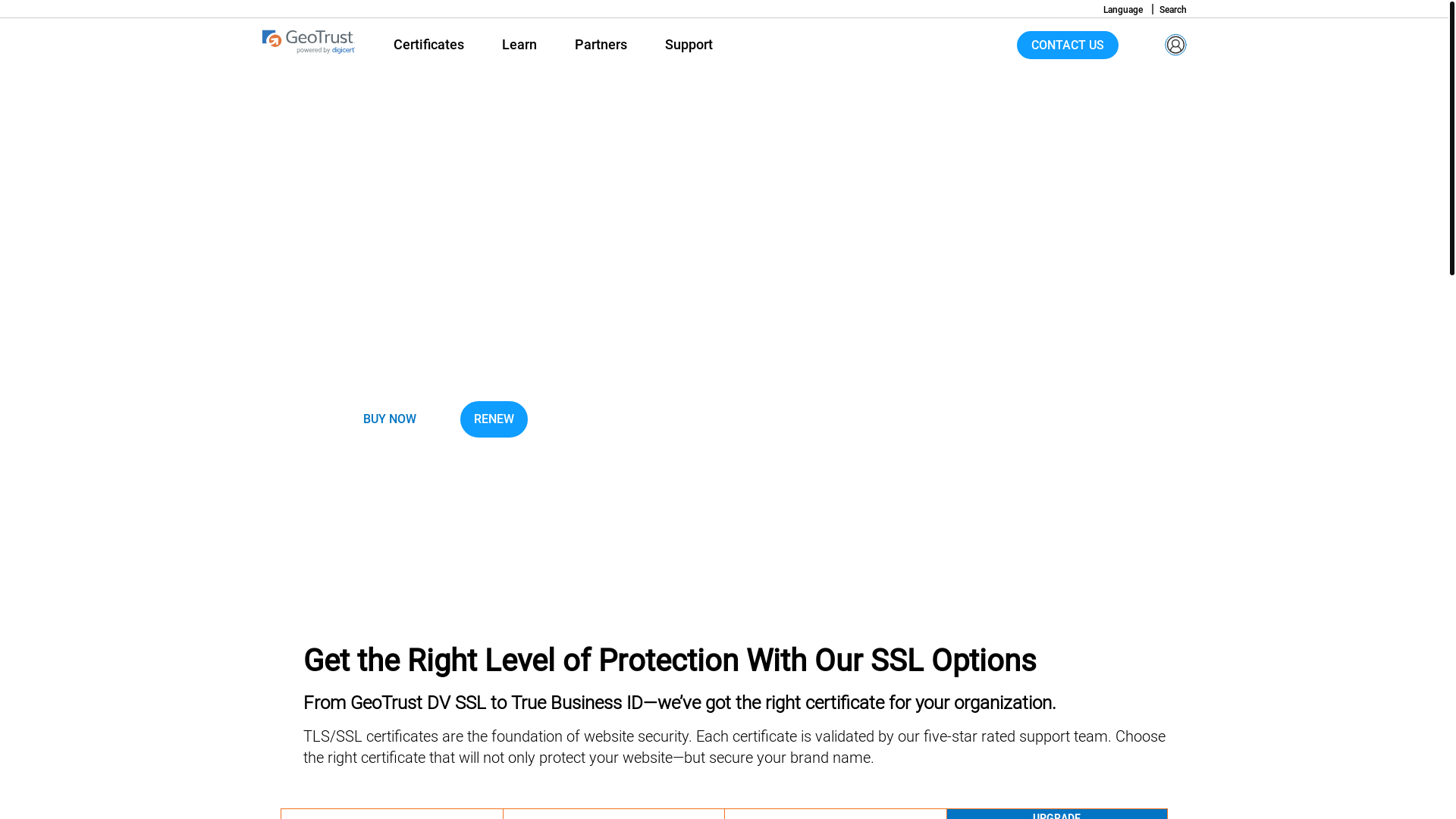 website screenshot of https://geotrust.com