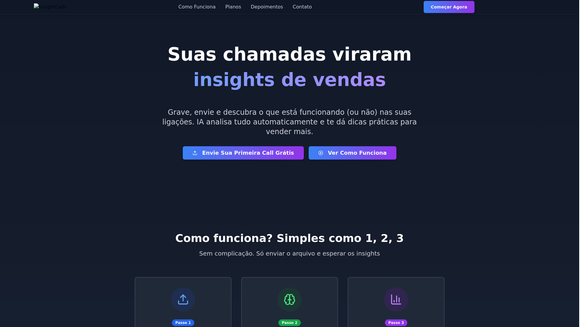 website screenshot of https://insightcalls.com.br/