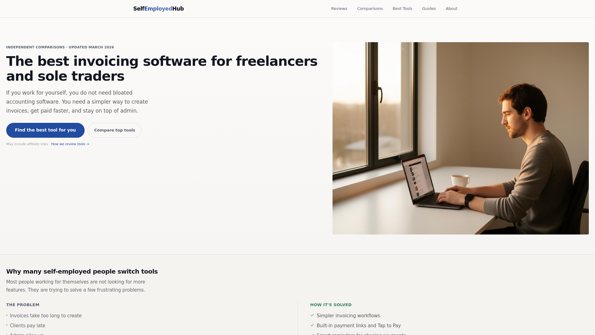 website screenshot of https://selfemployedhub.co.uk/