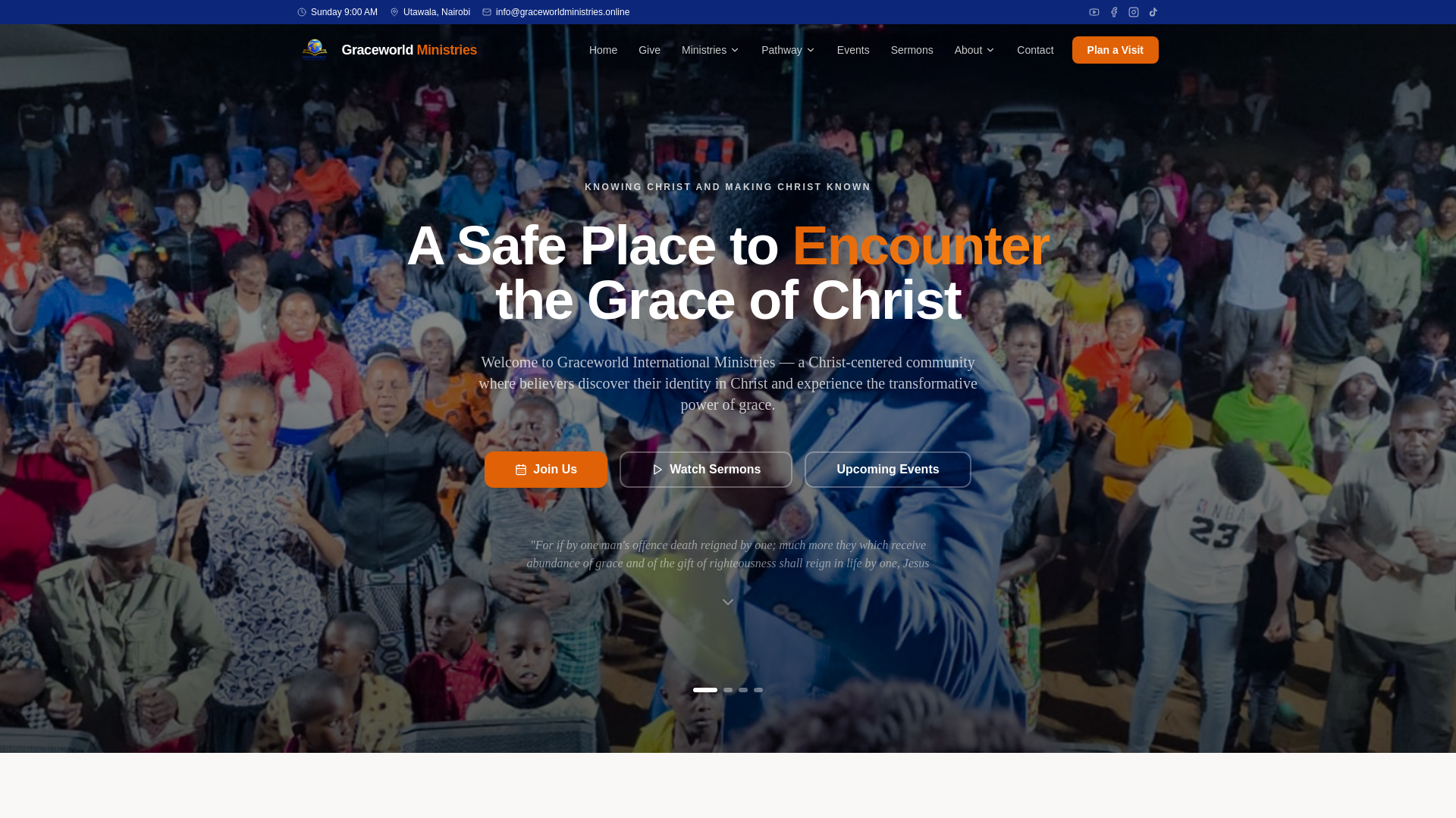website screenshot of https://graceworldministries.africa