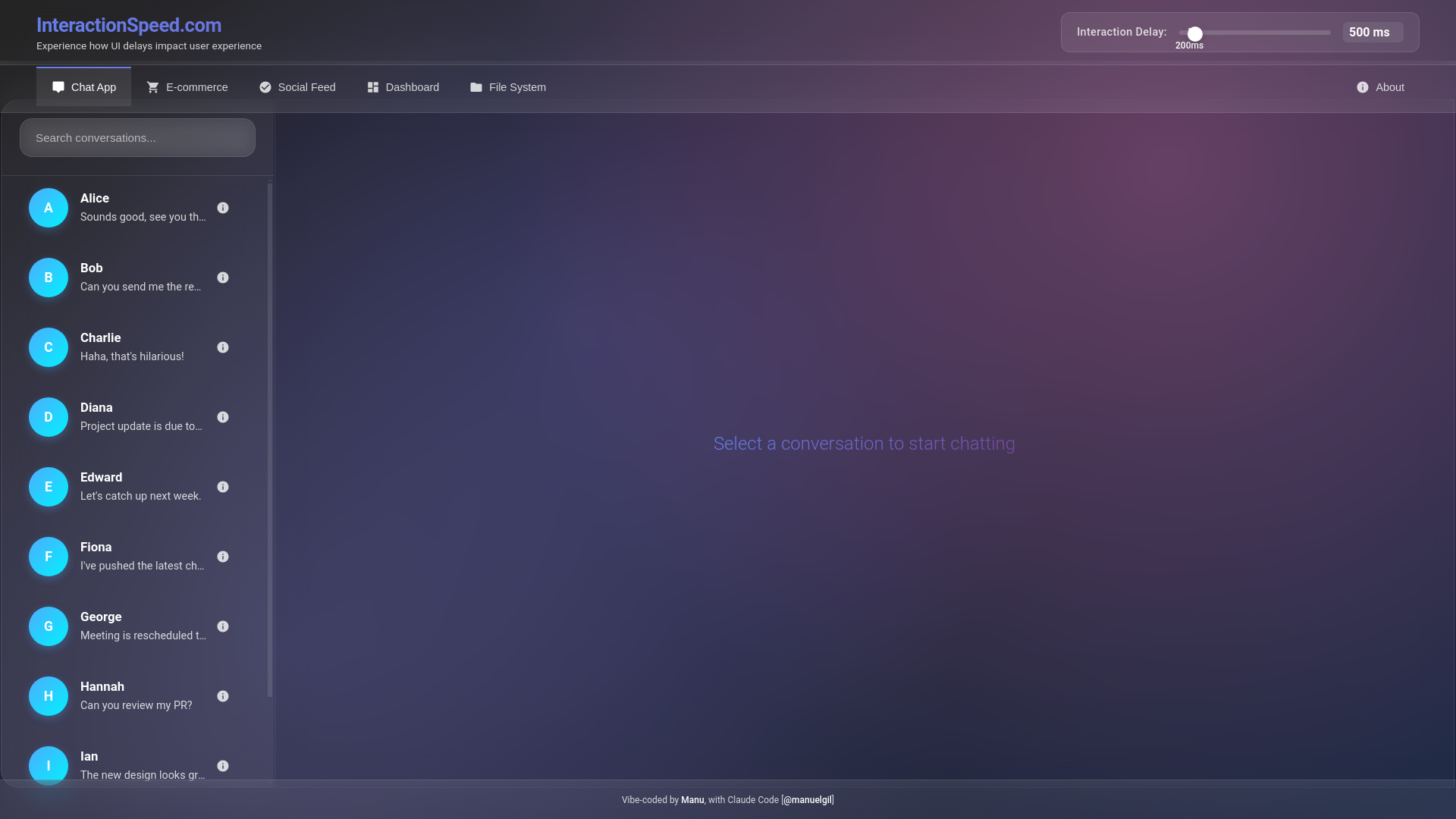 website screenshot of https://interactionspeed.com/