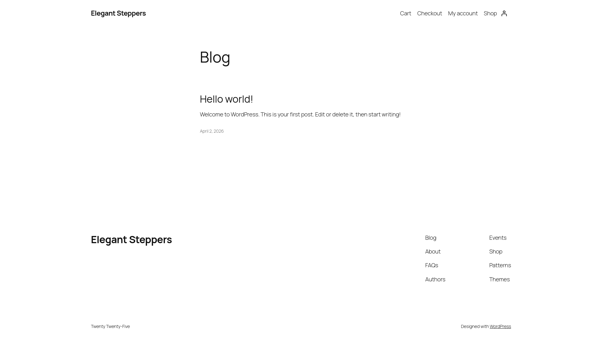 website screenshot of https://elegantsteppers.com