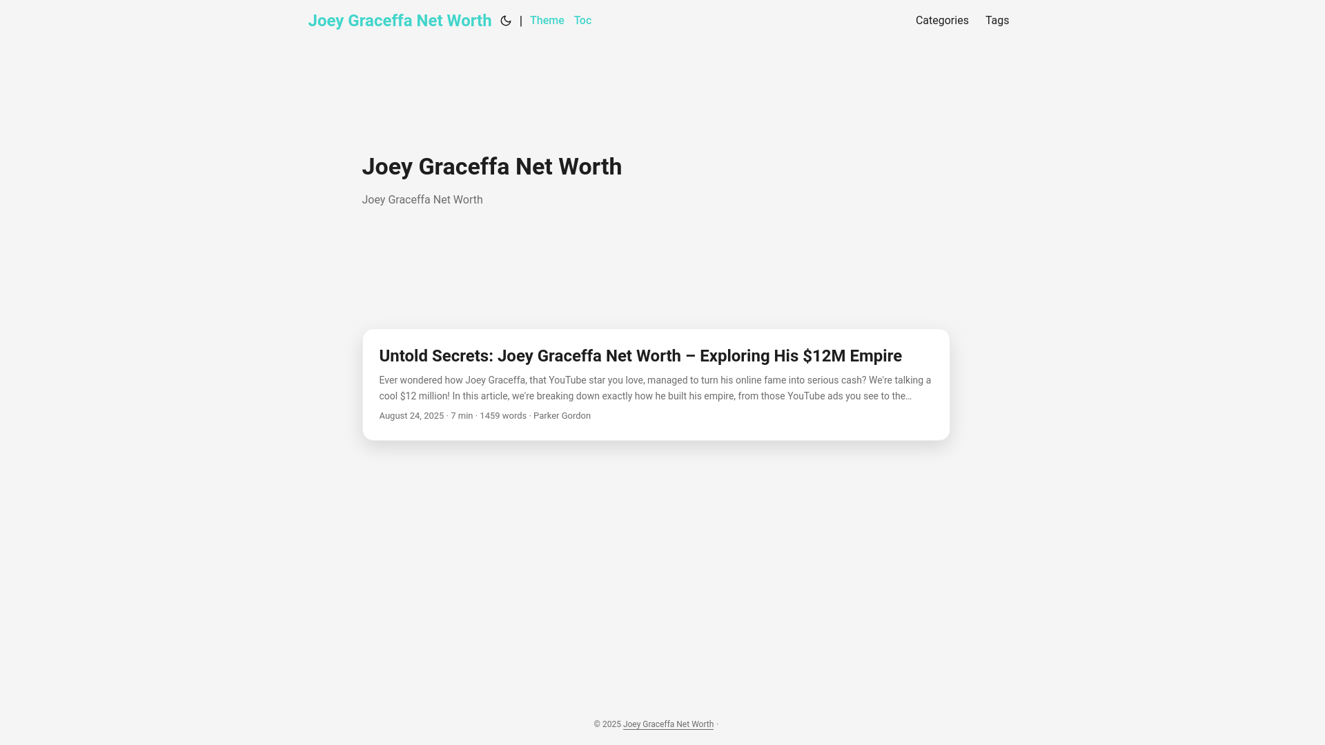 website screenshot of https://joey-graceffa-net-worth.pages.dev/