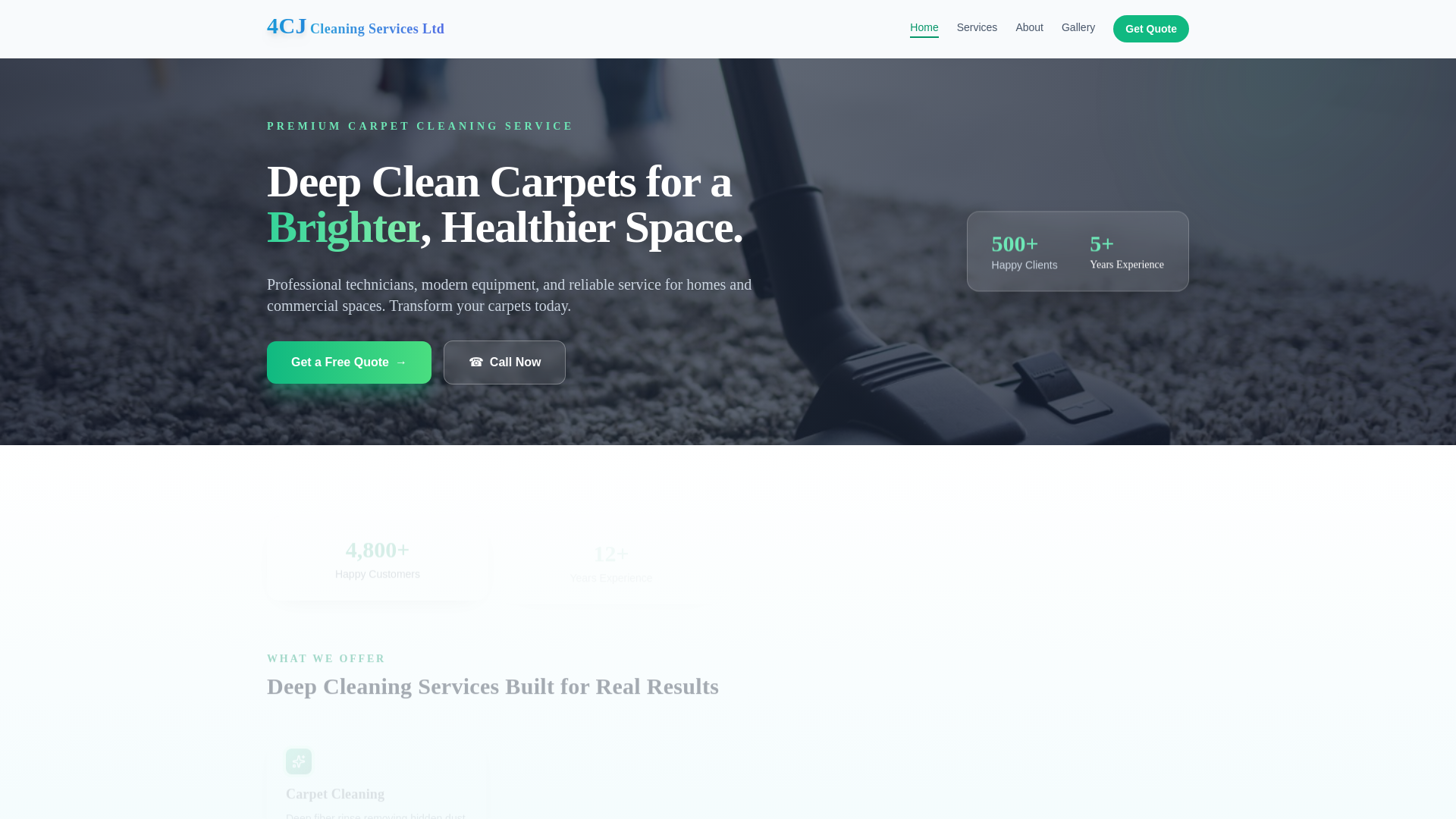 website screenshot of https://4cjcleaningservices.com/