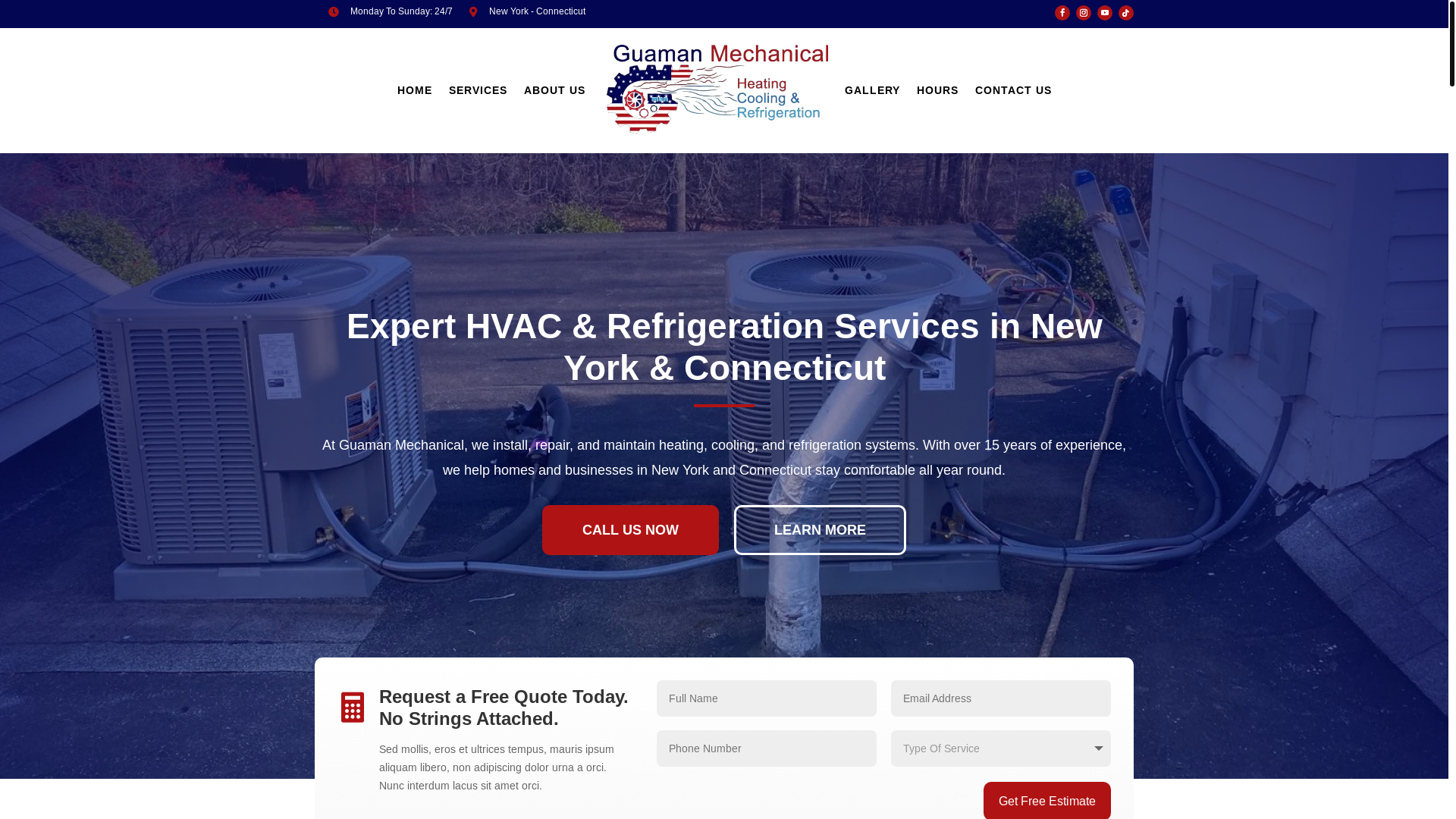 website screenshot of https://guamanmechanicalhcr.com/