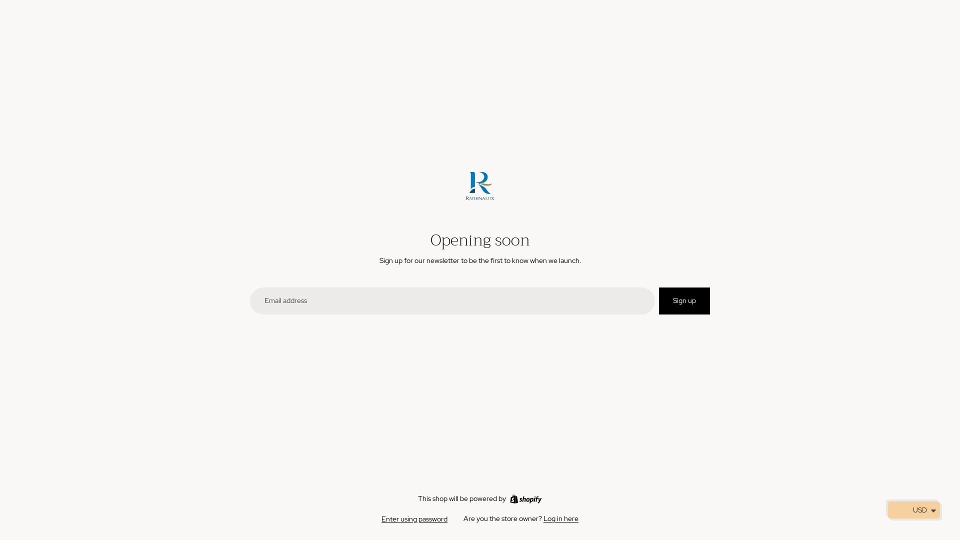 website screenshot of https://radhnalux.shop/