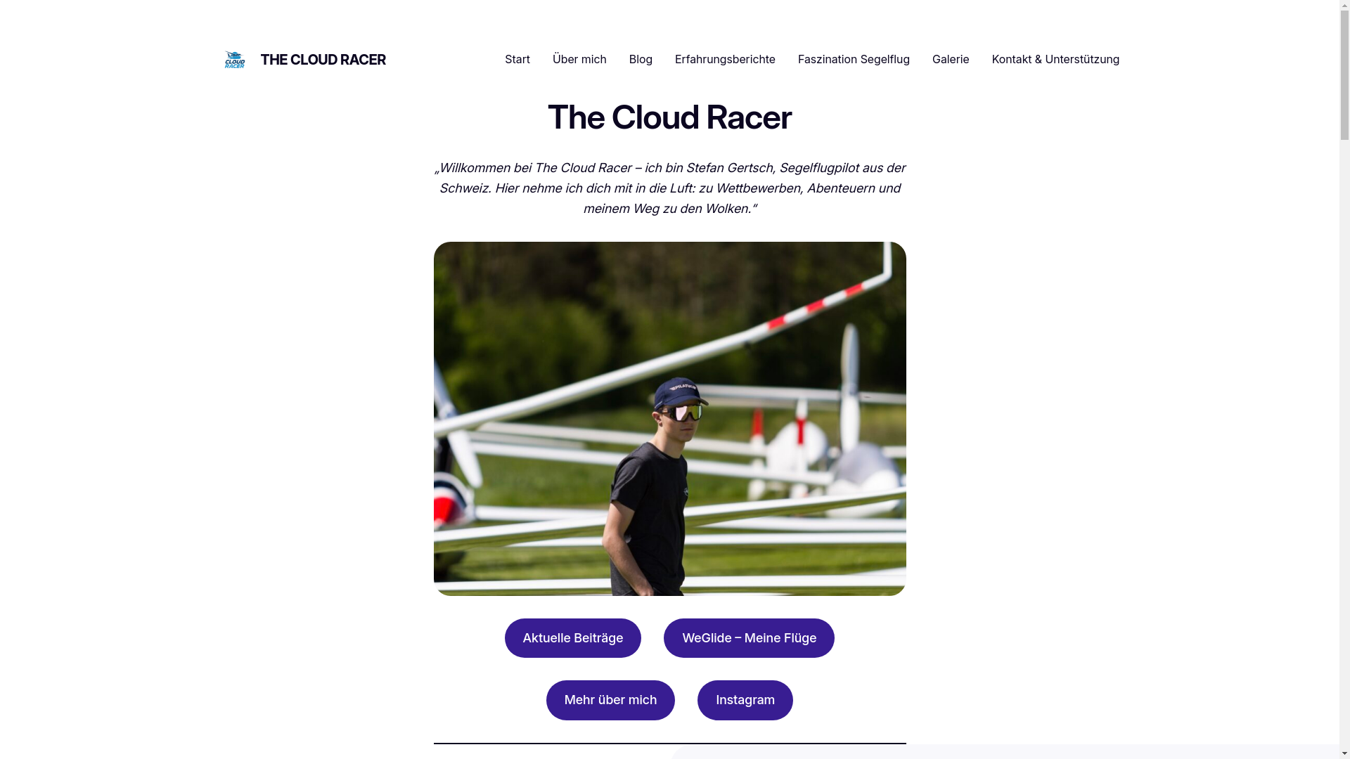 website screenshot of https://thecloudracer.ch/